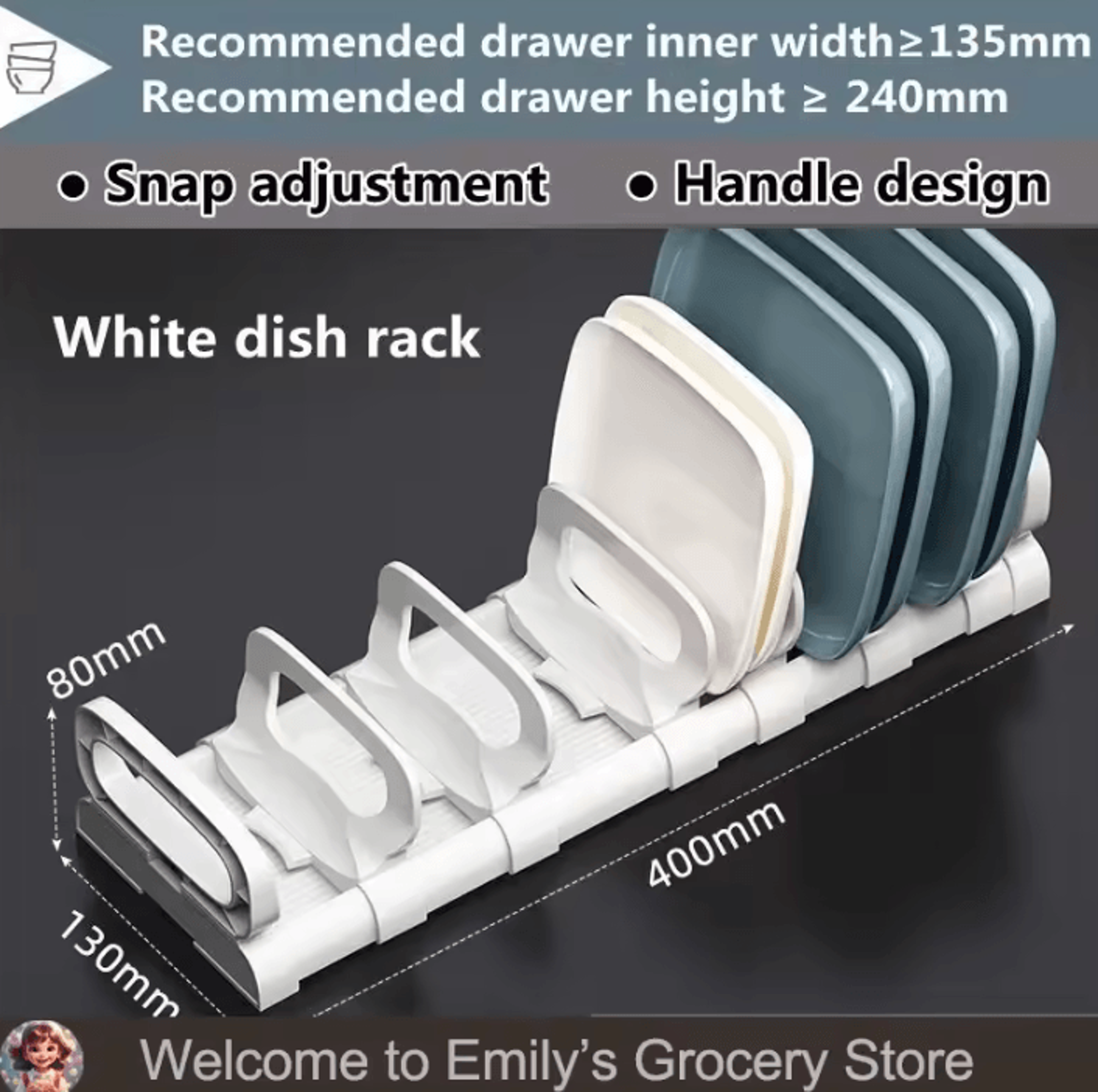 SlideFlex Adjustable UnderCabinet Dish Storage Rack 5