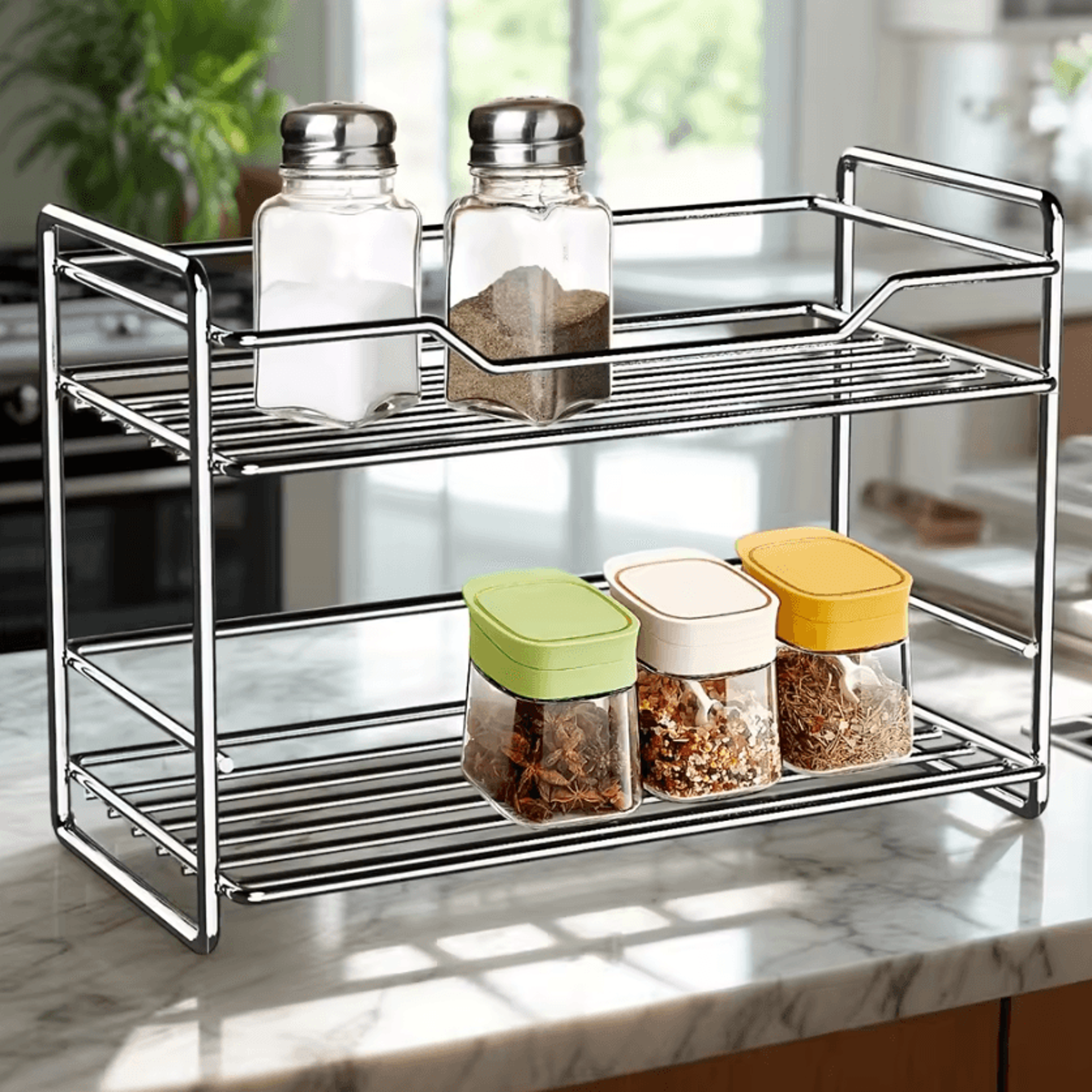 elevaterack 2-tier stainless steel countertop organizer