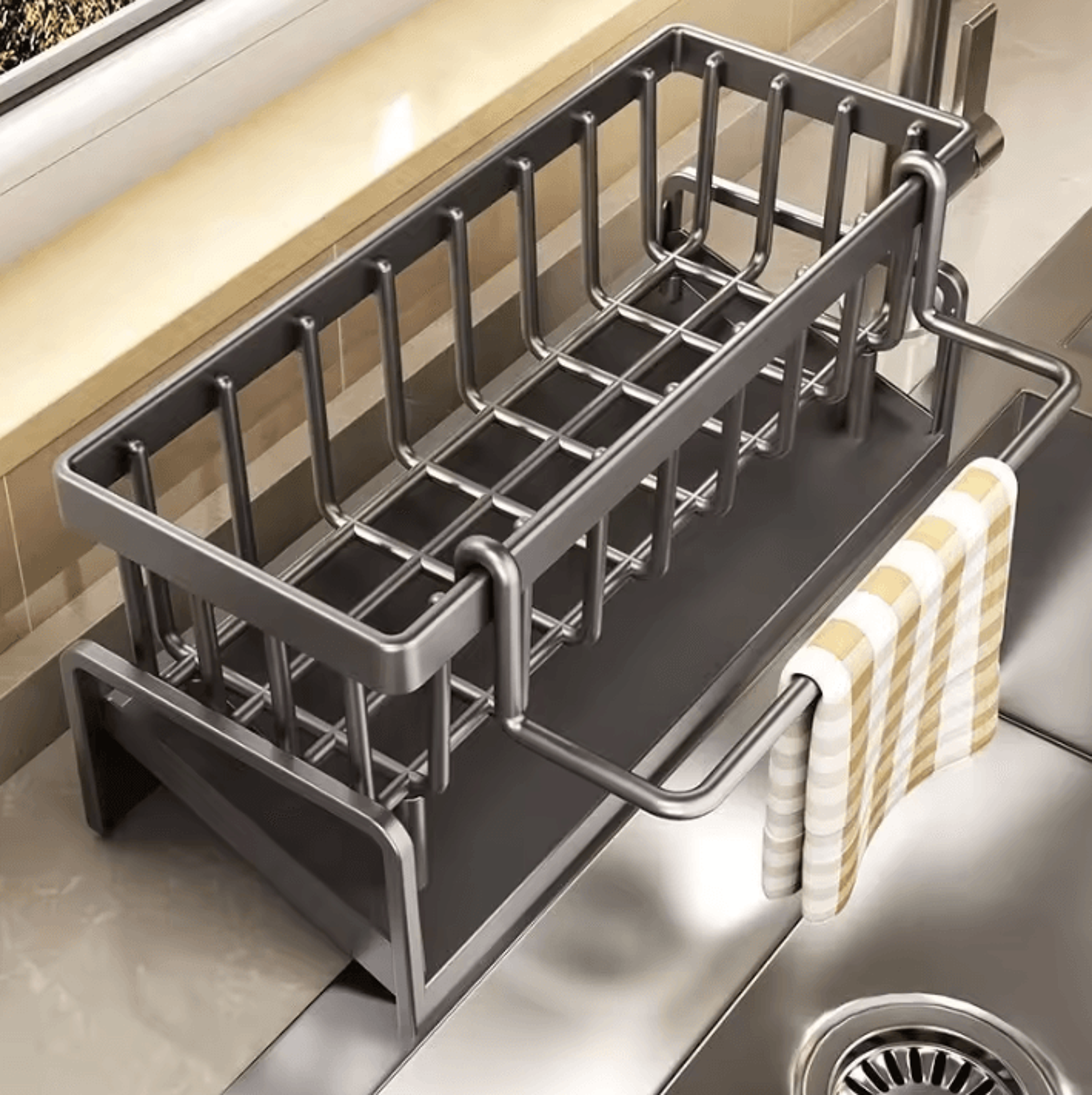 drainmate stainless steel faucet sink organizer rack