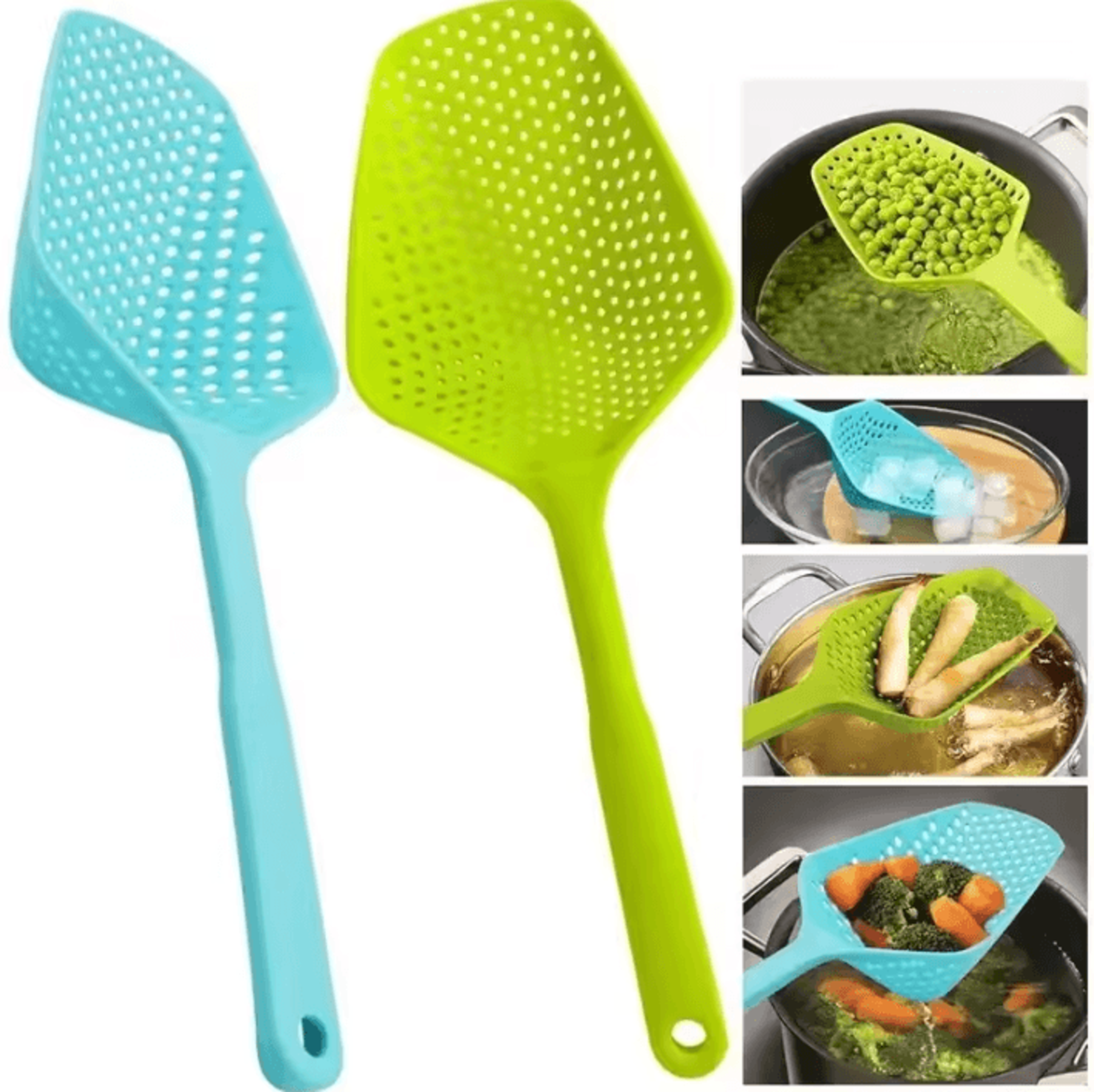 DrainEase Silicone Slotted Scoop  Strainer Spoon 1