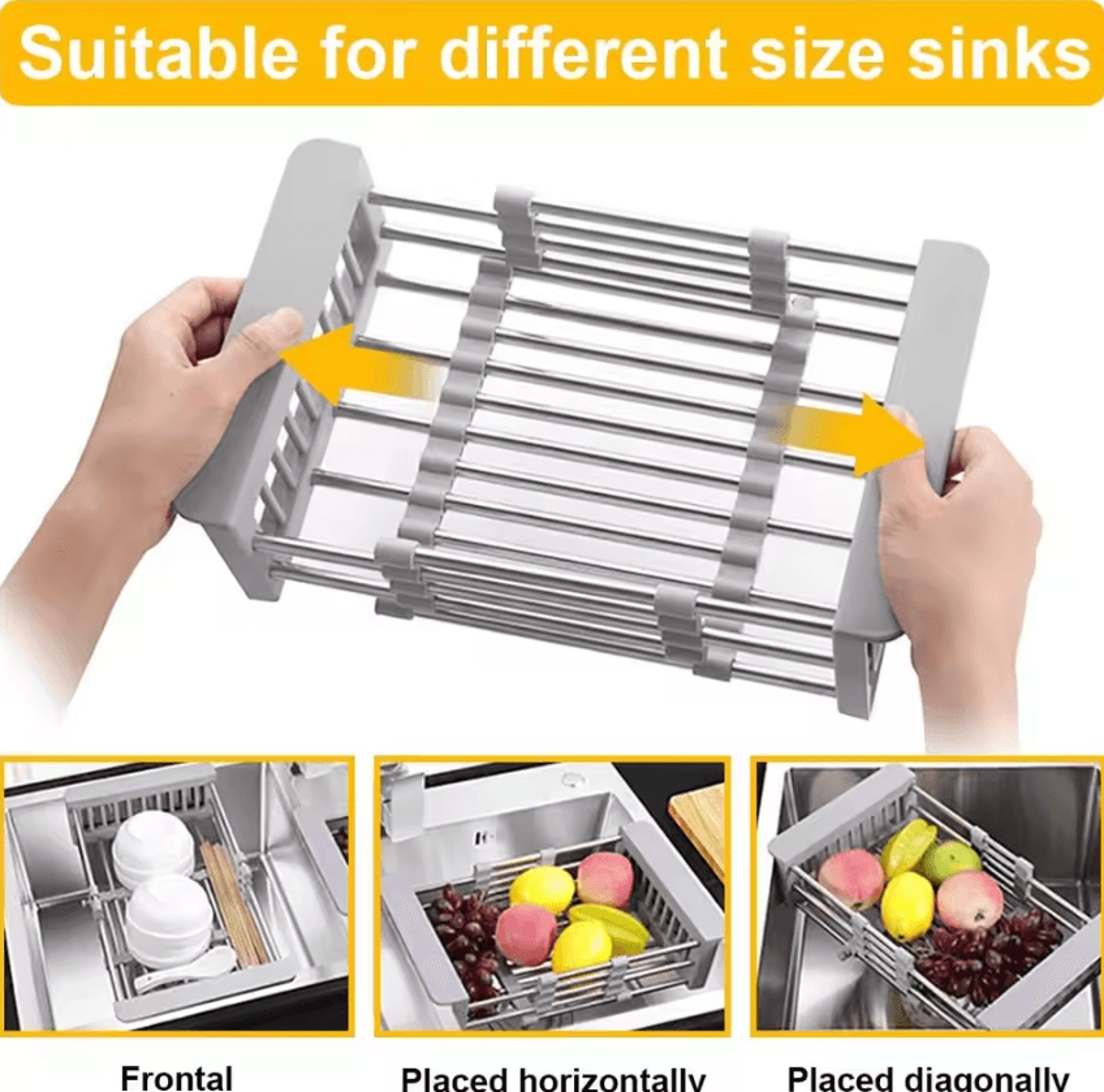 1PC Expandable Dish Drying Rack With Adjustable Arms Kitchen Vegetable Fruit Washing Drain Pasta Dr 2