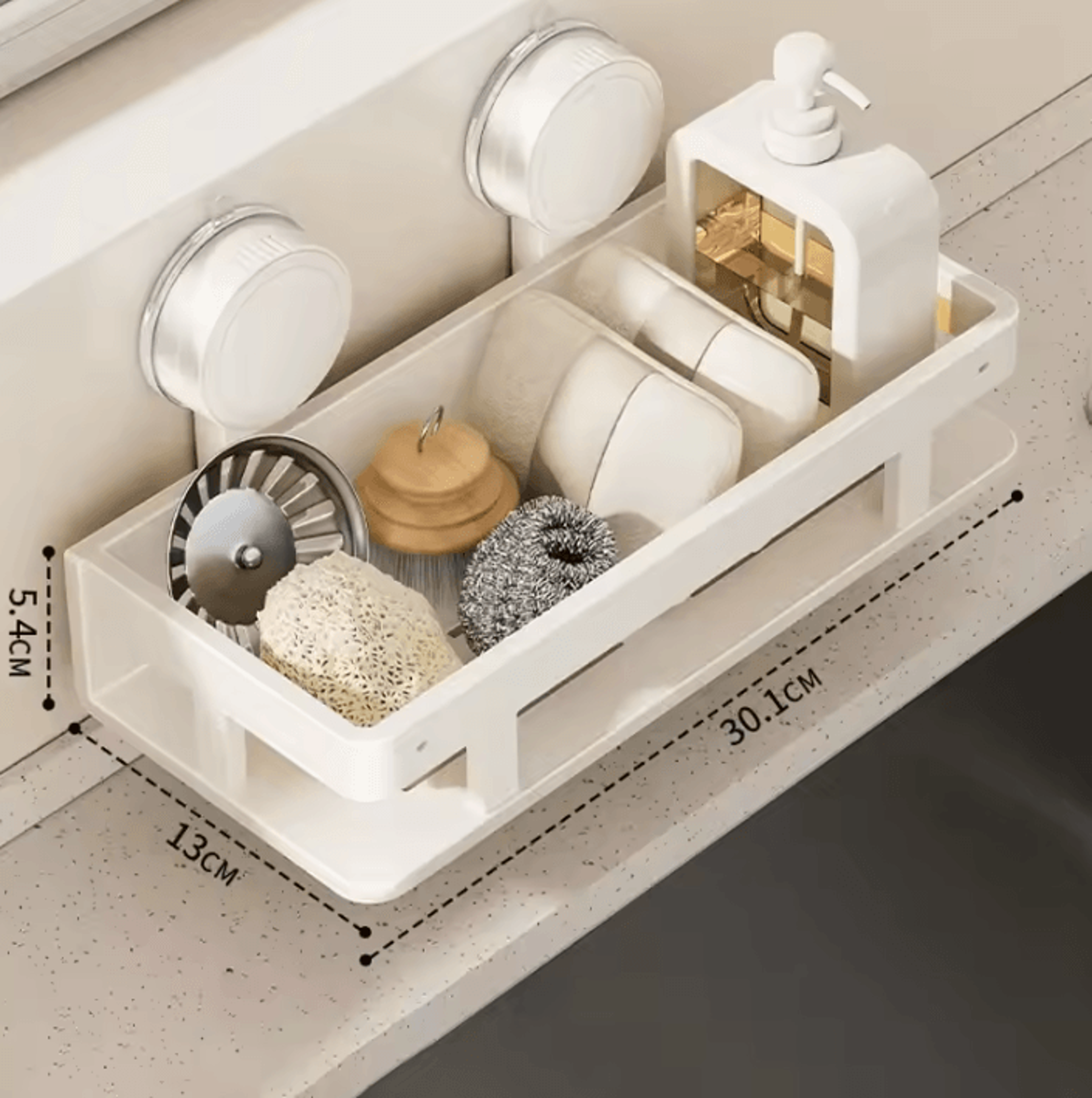WallMounted Suction Cup Storage Shelf For Kitchen  Bathroom Organization 4