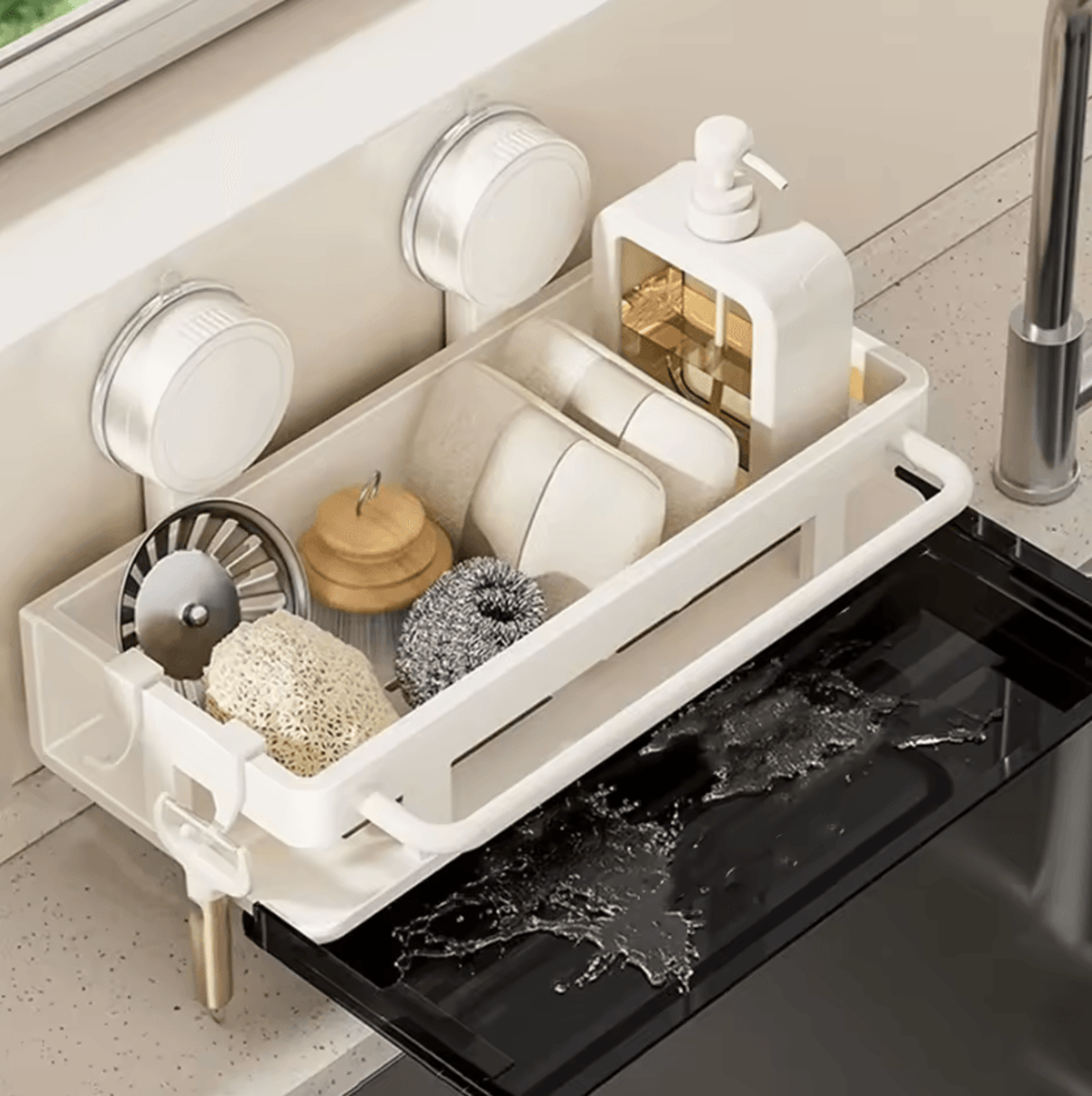 WallMounted Suction Cup Storage Shelf For Kitchen  Bathroom Organization 5