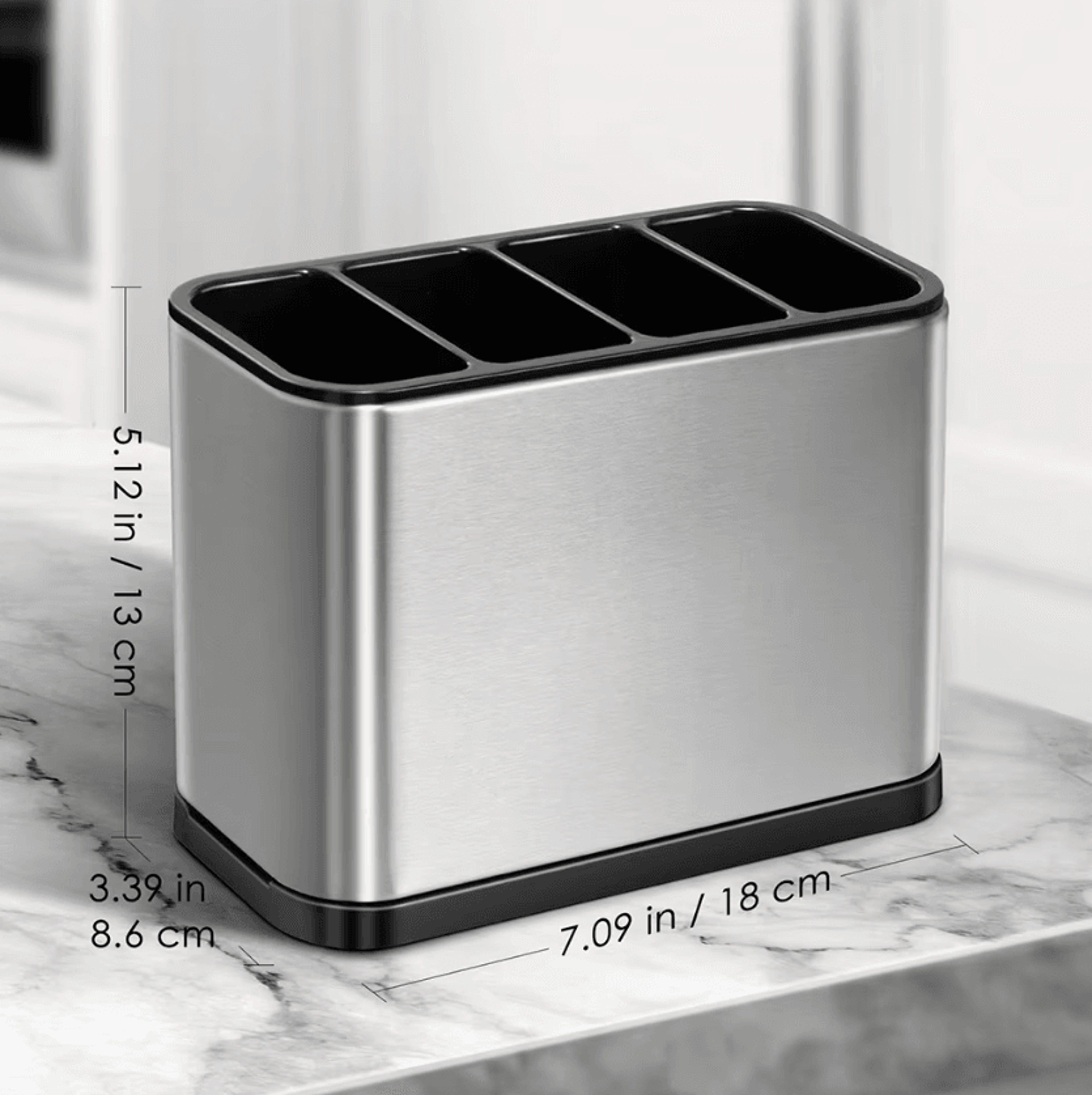 Stainless Steel 4Compartment Silverware Caddy  Utensil Drying Organizer 1