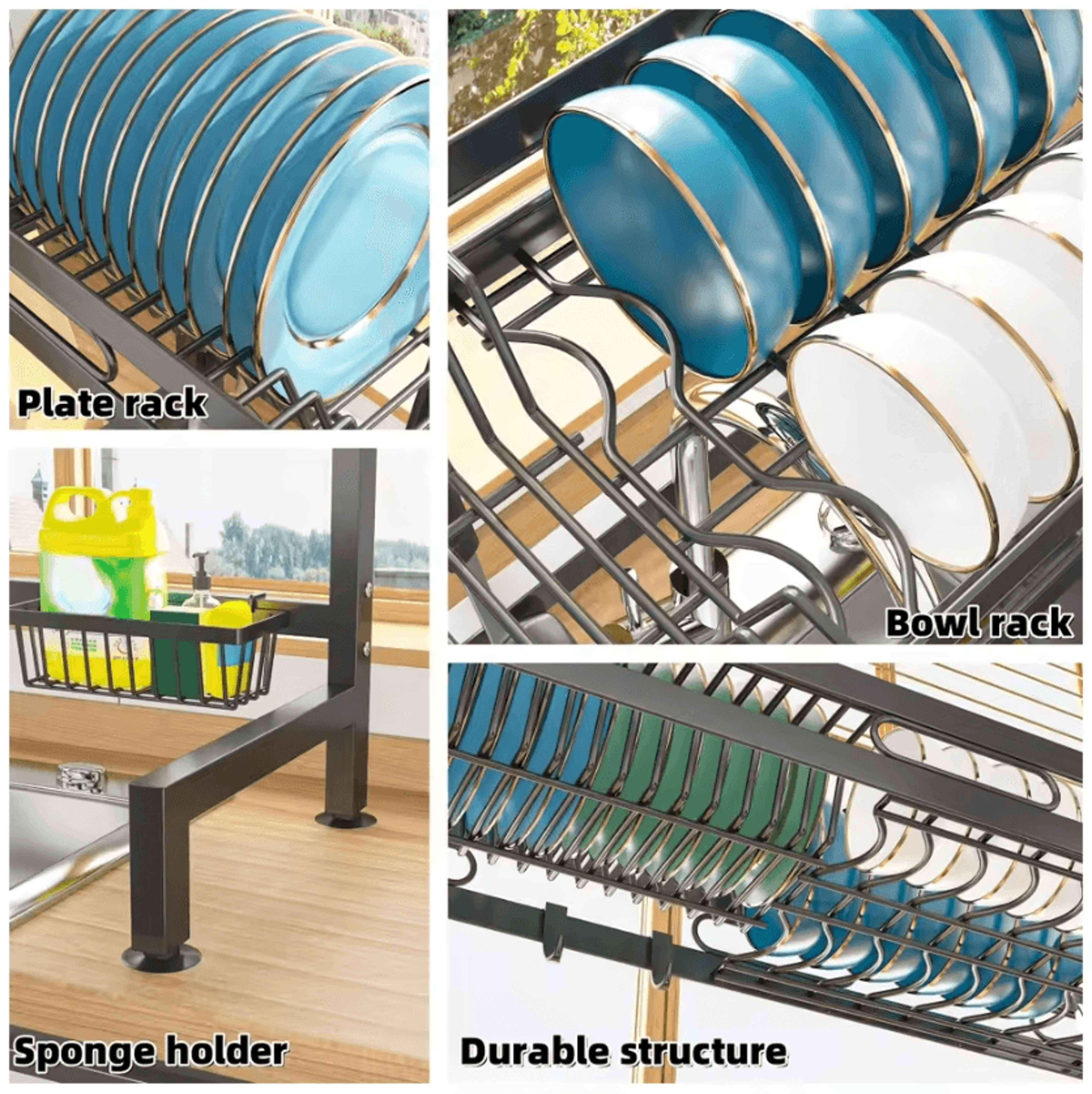 OvertheSink Dish Drying Rack With Utensil  Soap Organizer 1