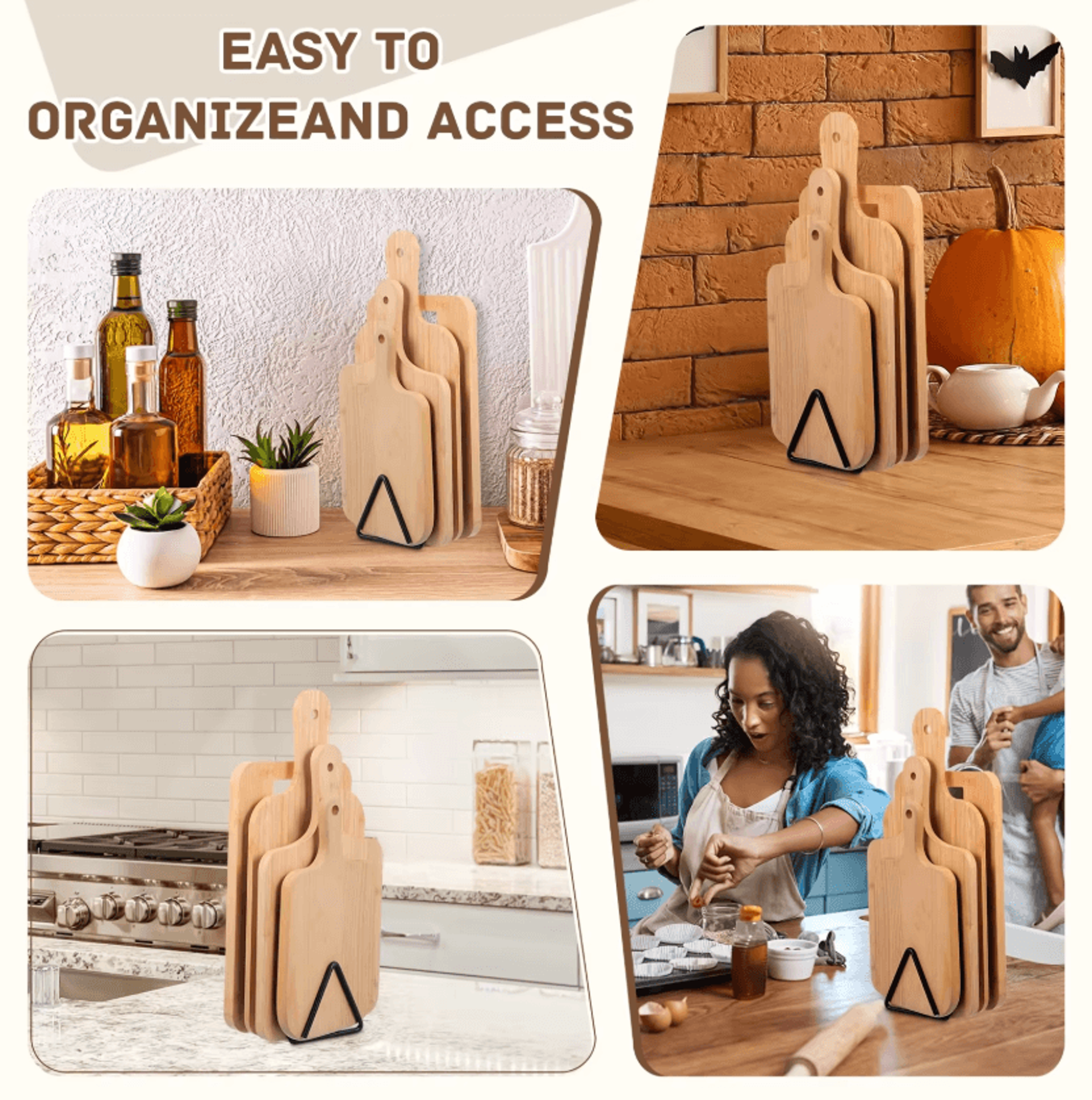 4Slot Metal Cutting Board Organizer Rack For Kitchen Countertops 1