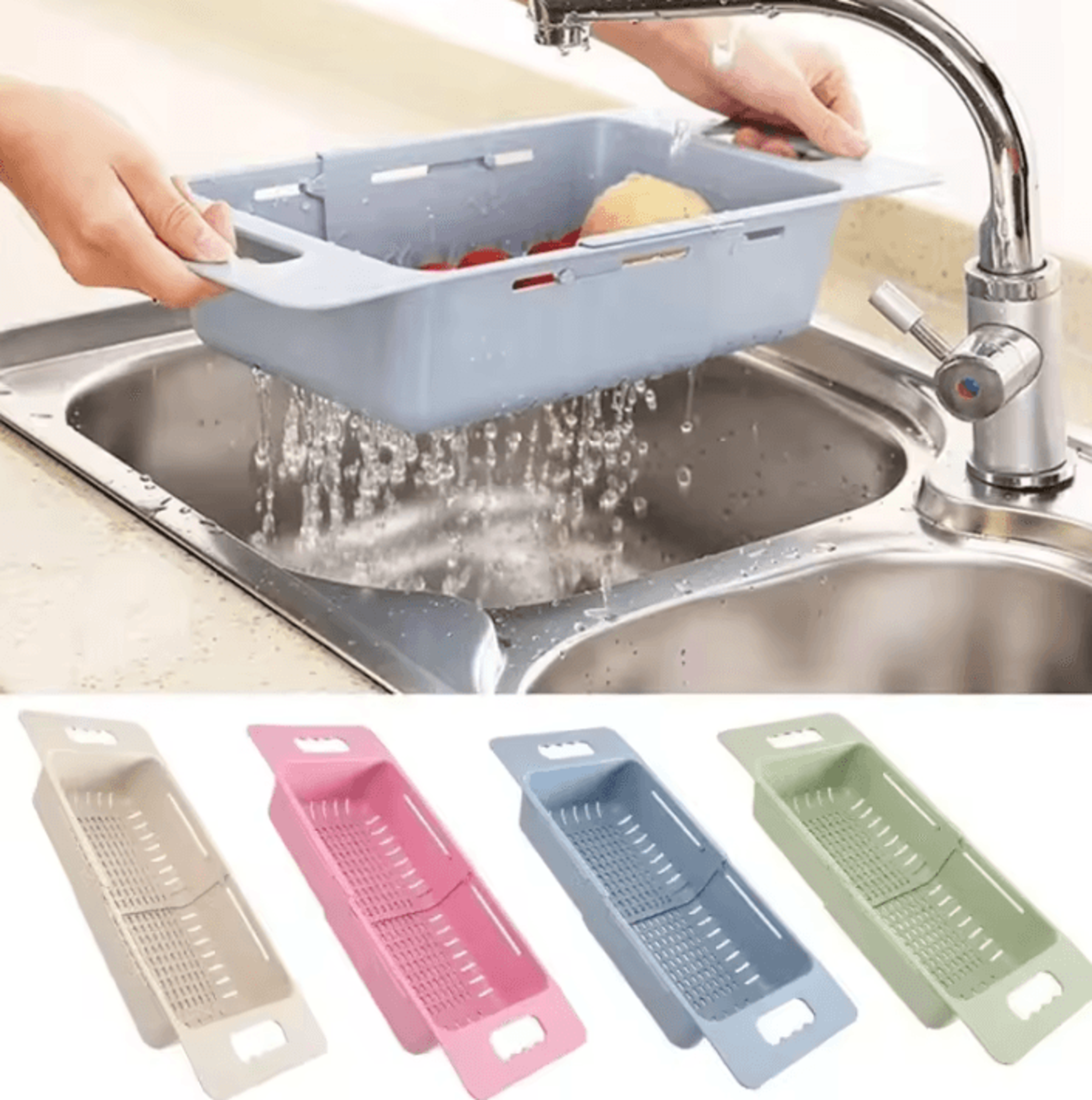 Adjustable Sink Drain Basket For Fruit Washing  Dish Drying 1