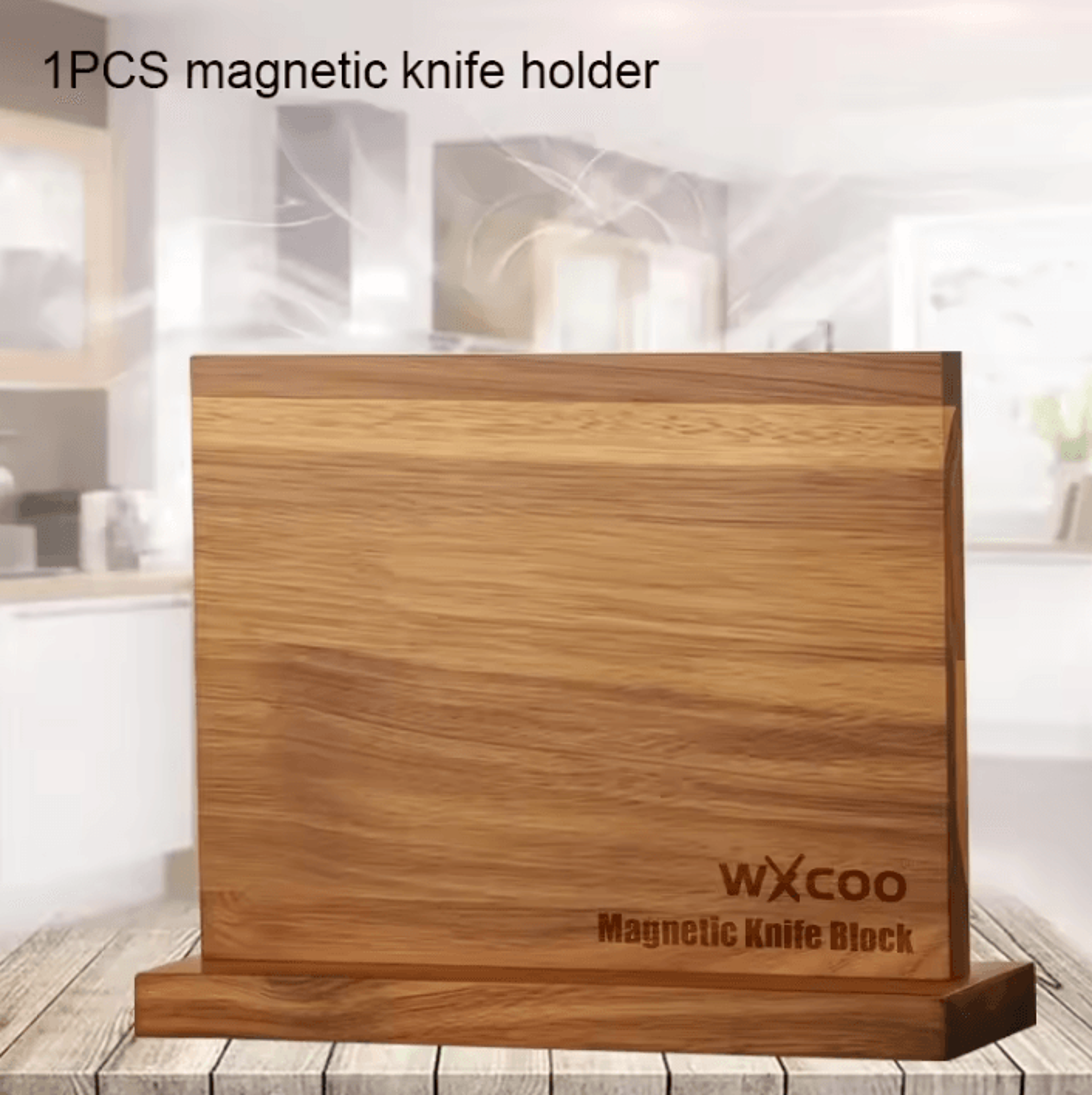 Acacia Wood Magnetic Knife Holder Block For Kitchen Counter Organization 5