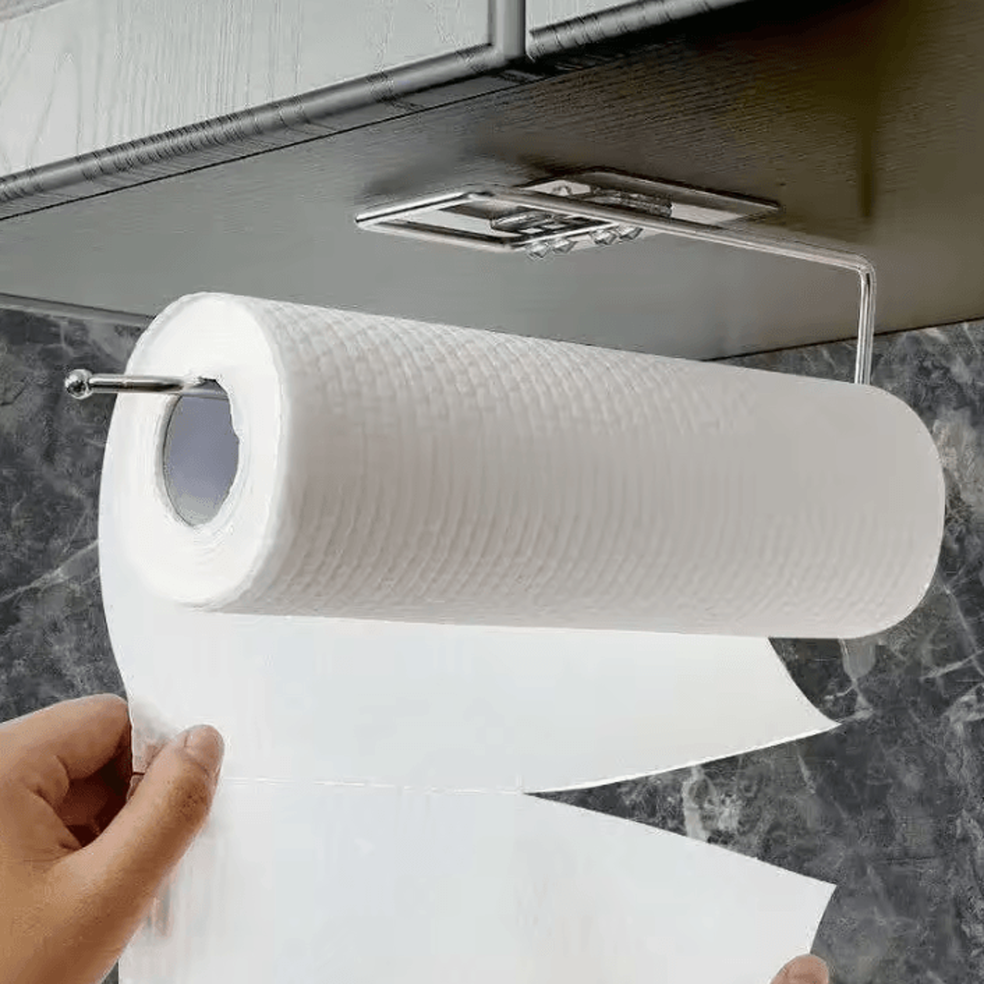 UnderCabinet Paper Towel Holder  SelfAdhesive Storage Rack 1