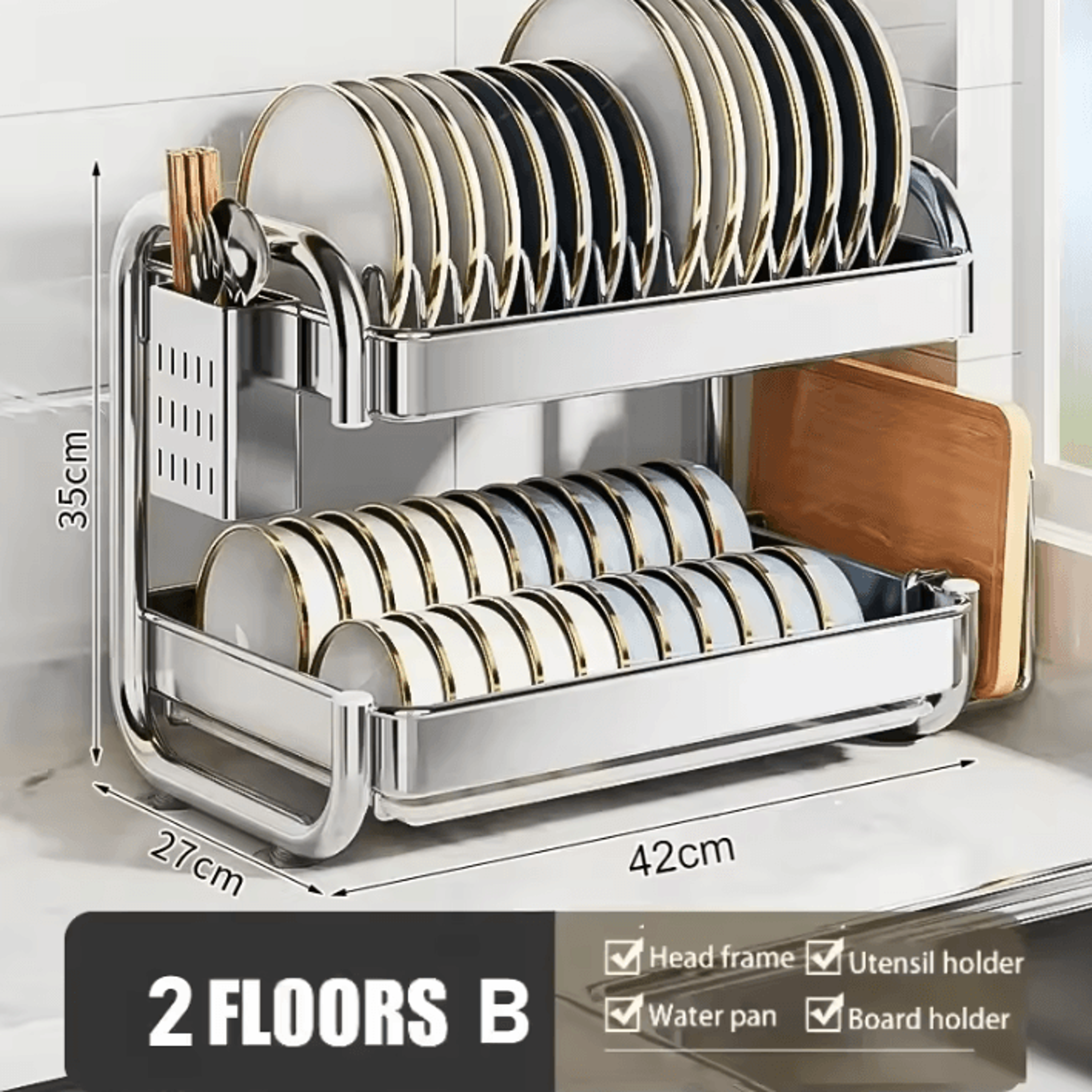 MultiLayer Stainless Steel Dish Drying Rack With LargeCapacity Storage 4