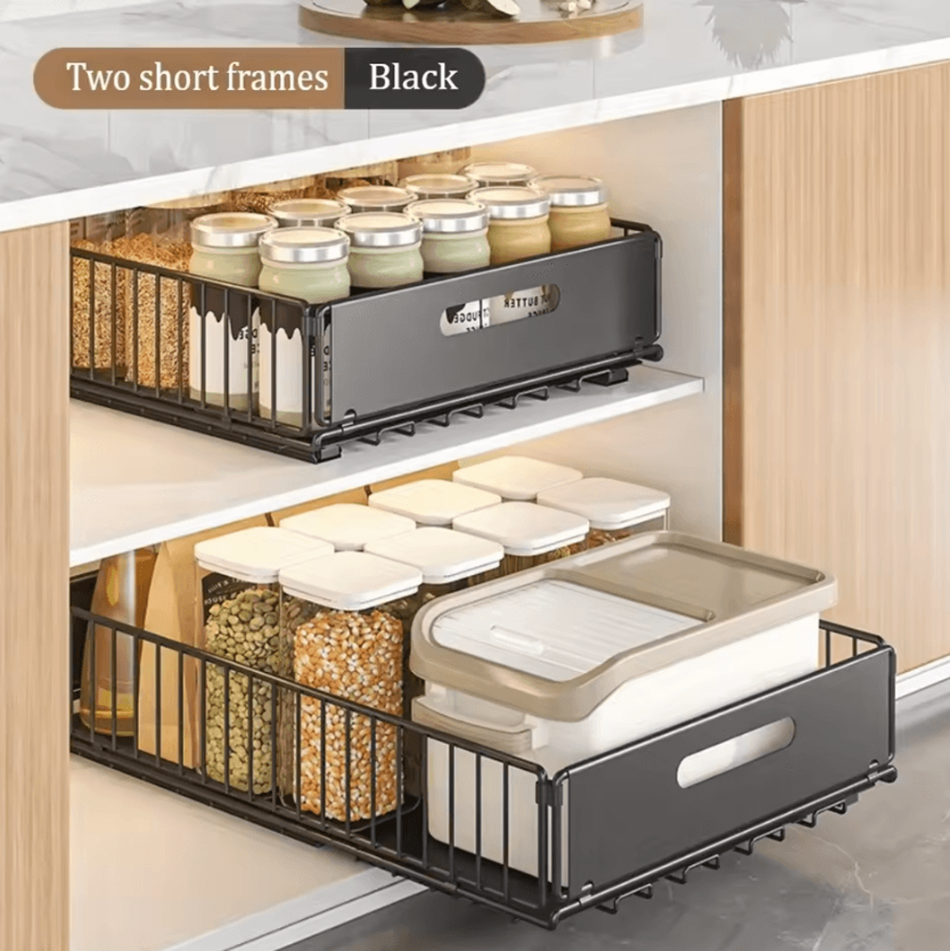 DoubleLayer Sliding Storage Basket Organizer For Bottles  Household Essentials 4