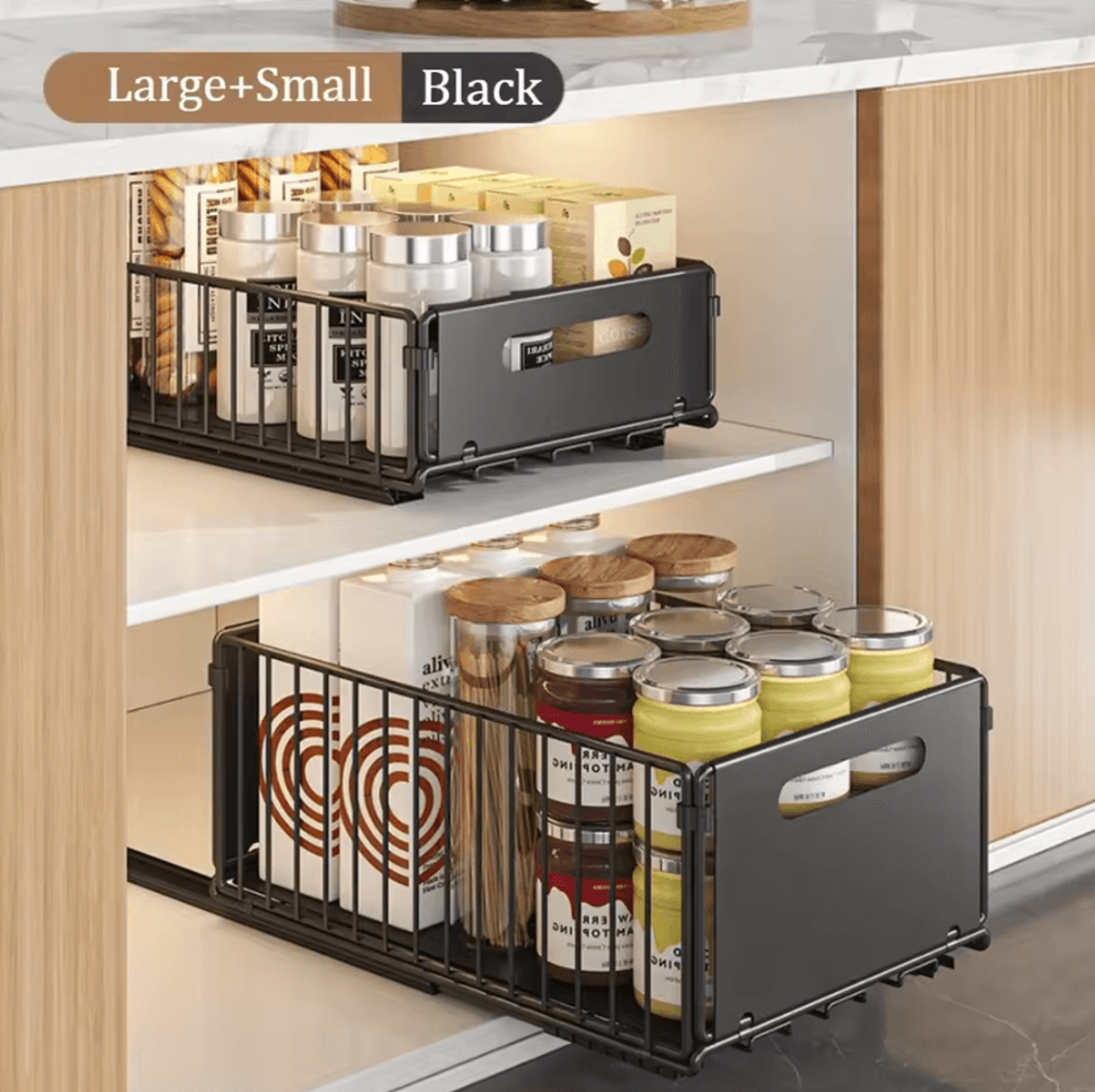 DoubleLayer Sliding Storage Basket Organizer For Bottles  Household Essentials 6