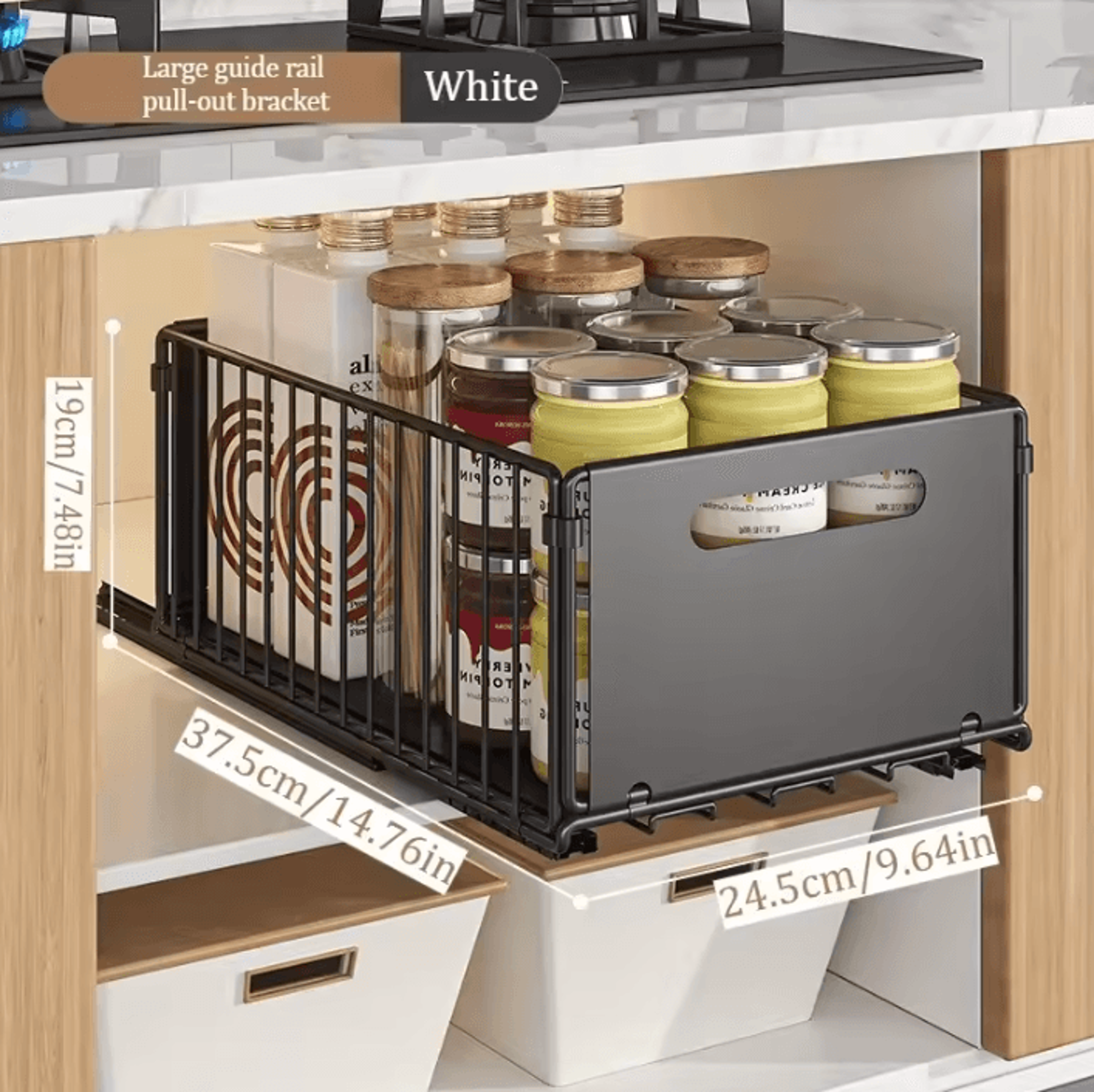 DoubleLayer Sliding Storage Basket Organizer For Bottles  Household Essentials 7