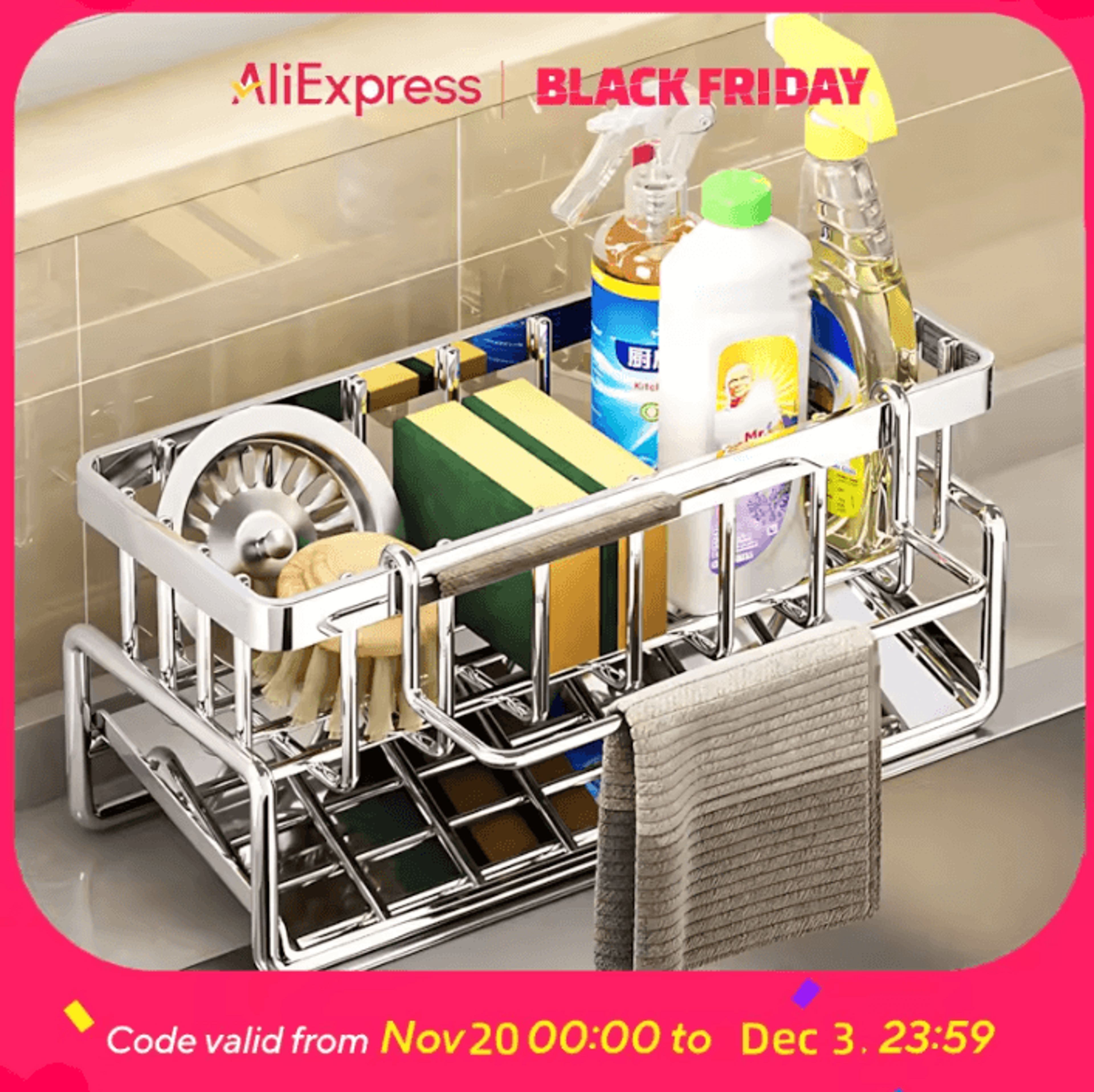 over-sink dish rack organizer with sponge holder & soap dispenser