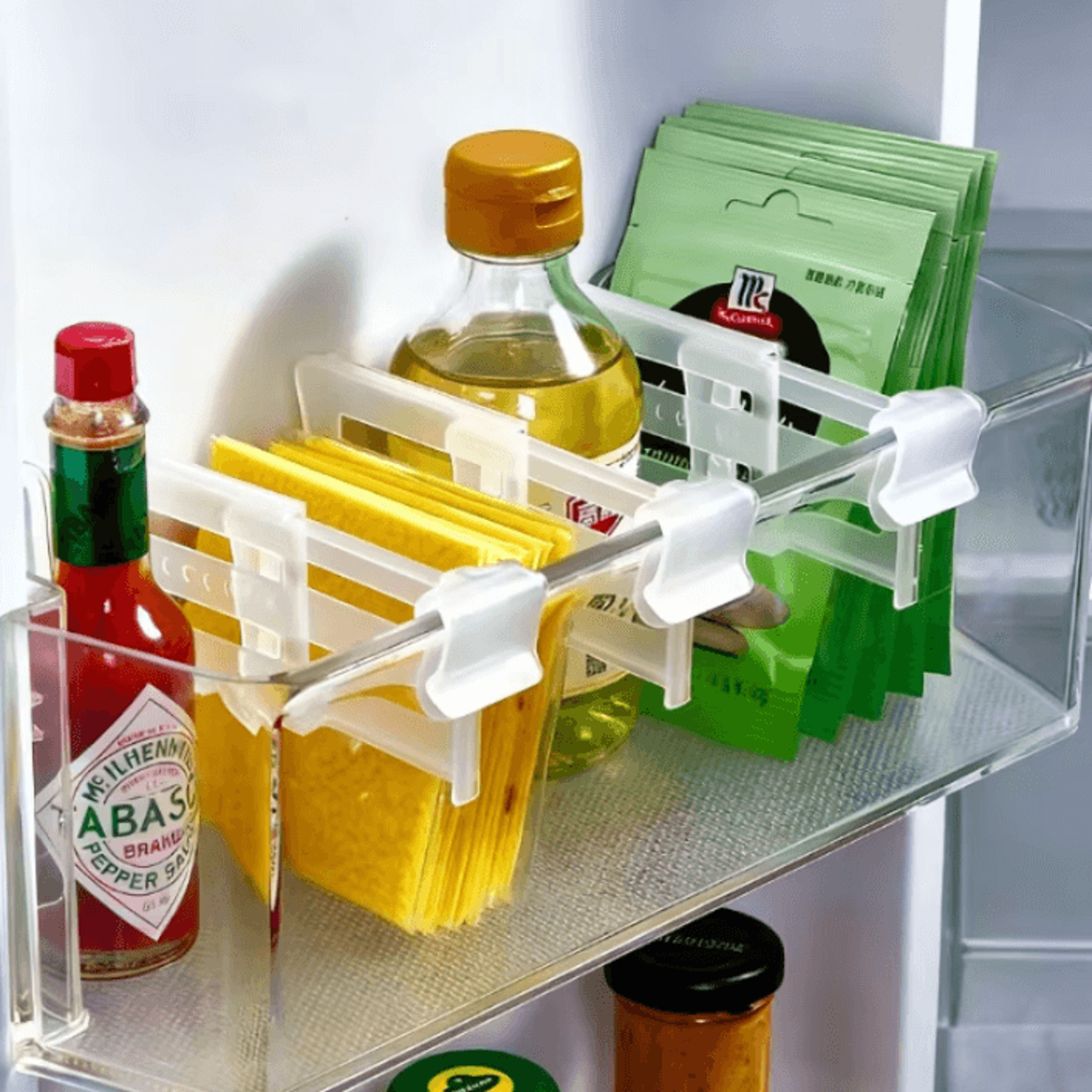 Adjustable Refrigerator Space Divider  Drink Organizer Set 0