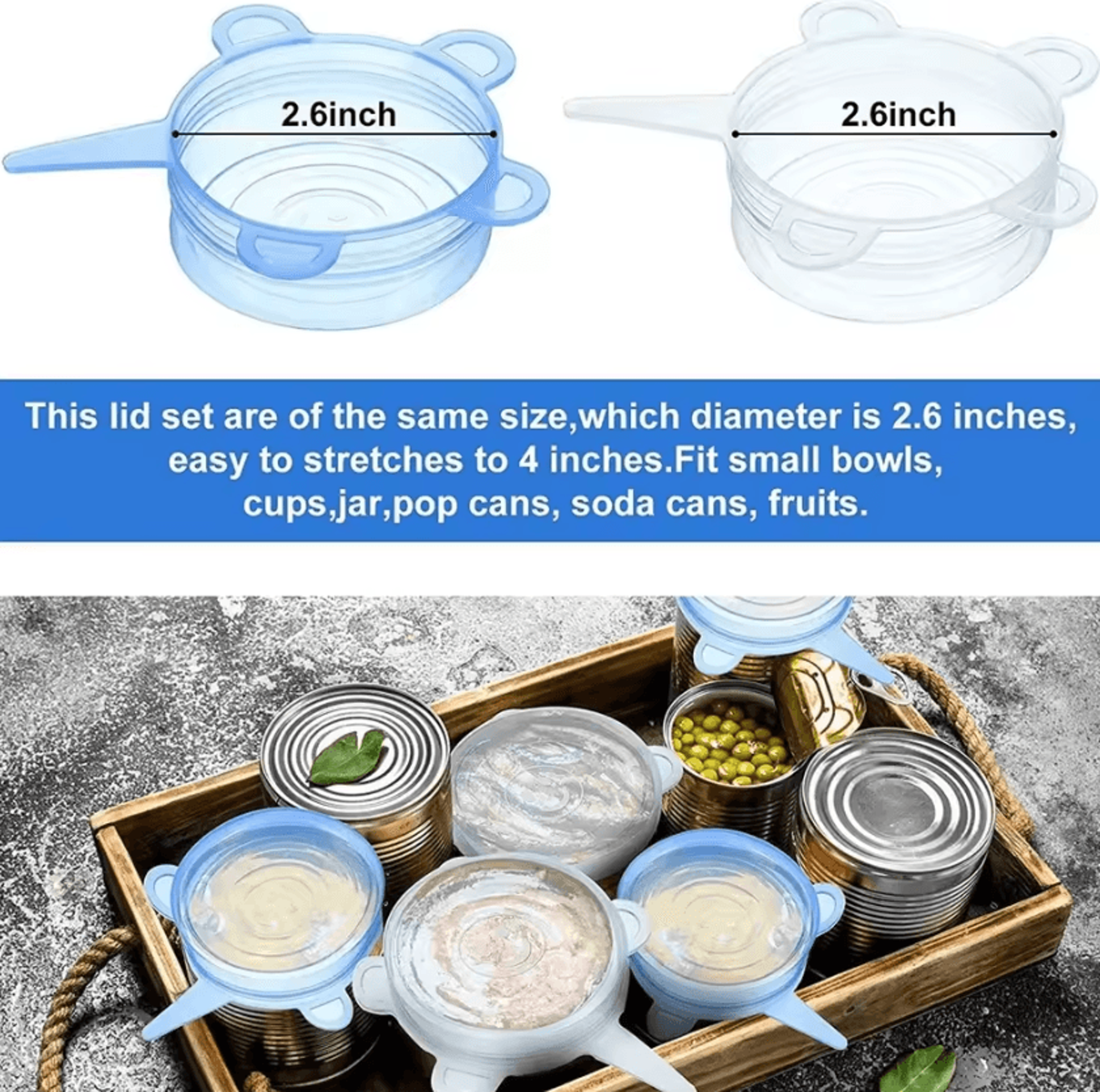Reusable Silicone Stretch Lids For Jars  Bowls 0