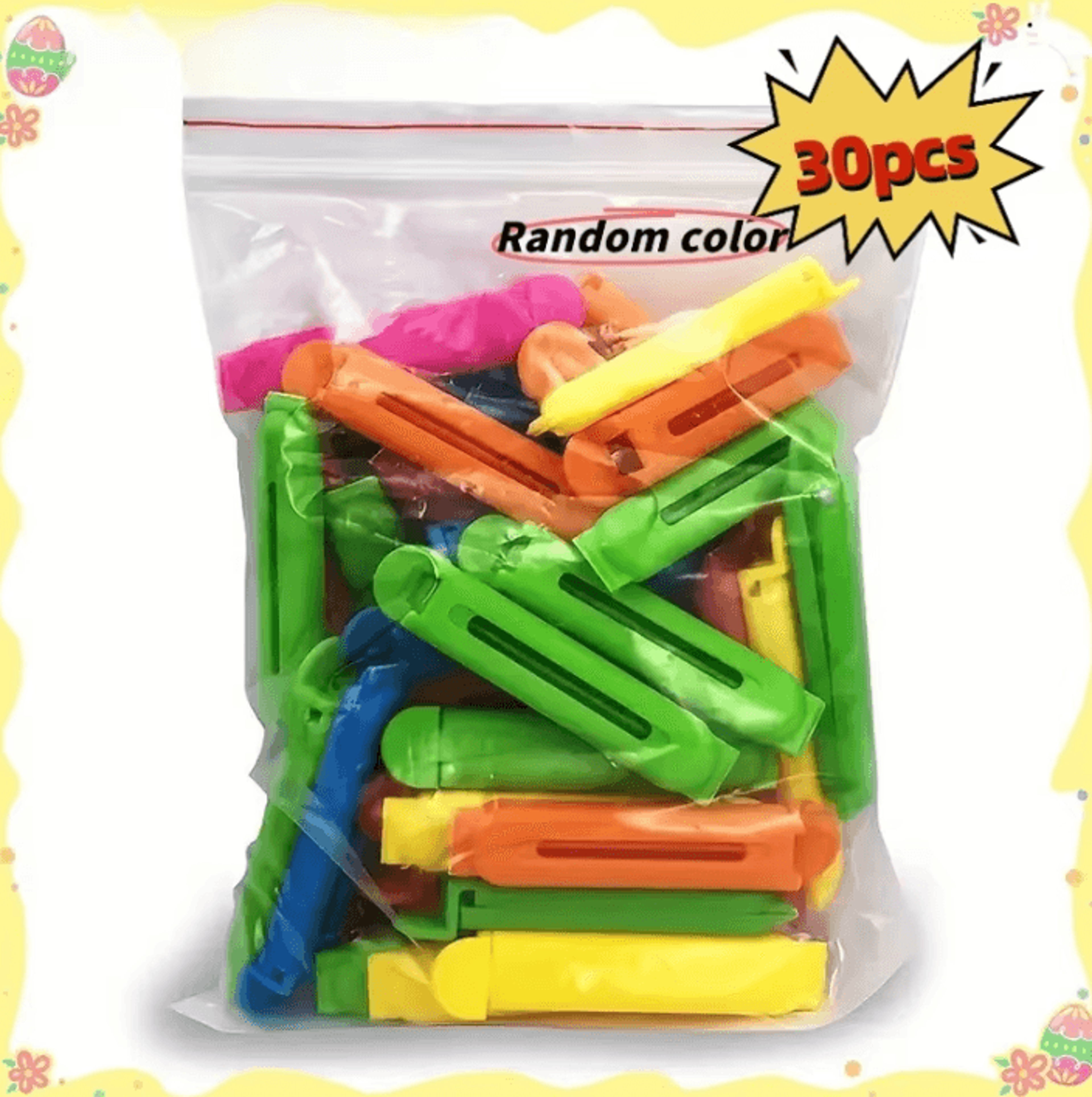 30-piece multicolor food bag sealing clip set