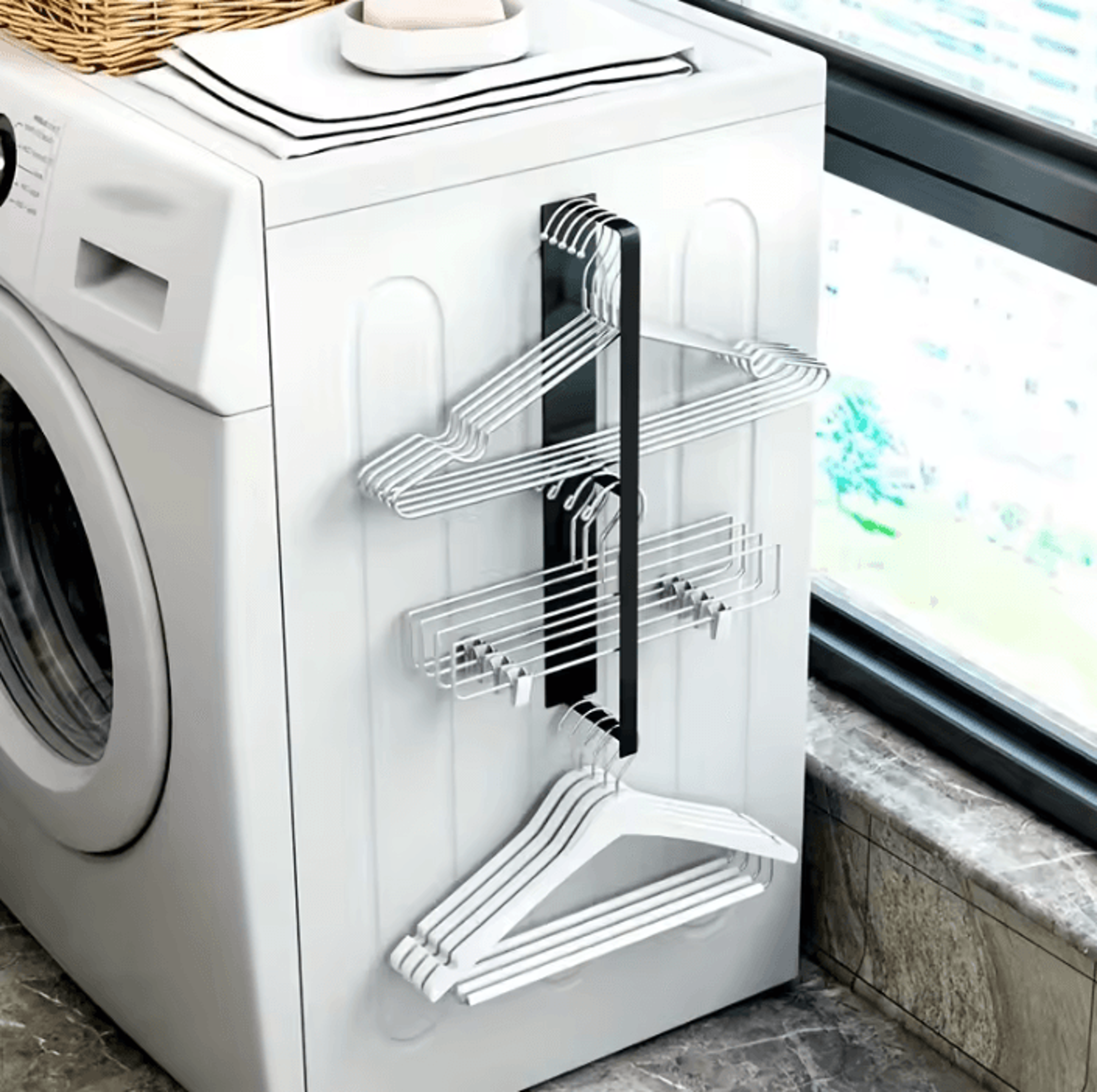 magnetic washing machine storage rack & towel holder