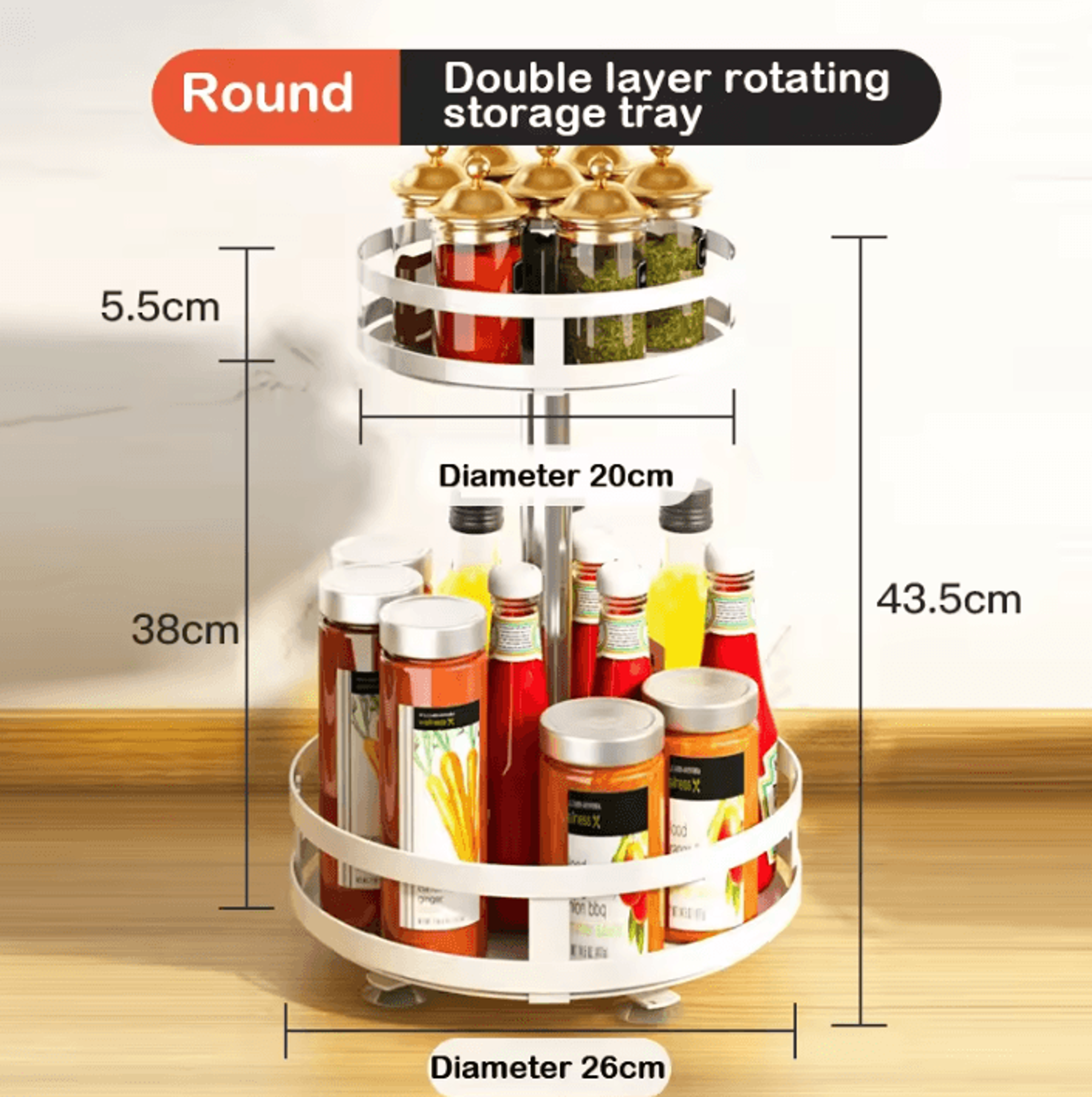 360 Rotating Kitchen Spice Organizer Turntable Rack 9