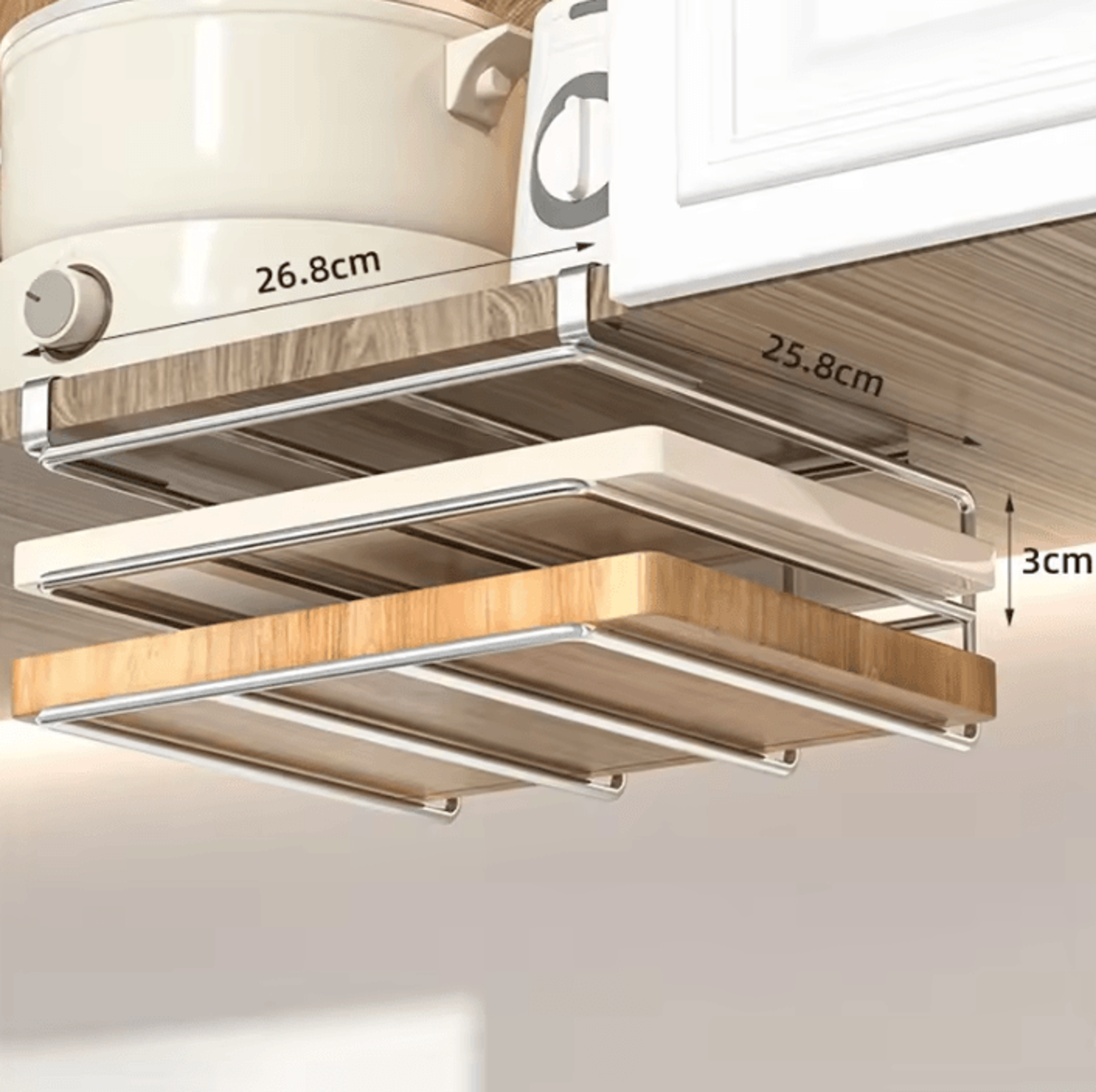 Stainless Steel Kitchen Hanging Organizer Rack With Hooks 3