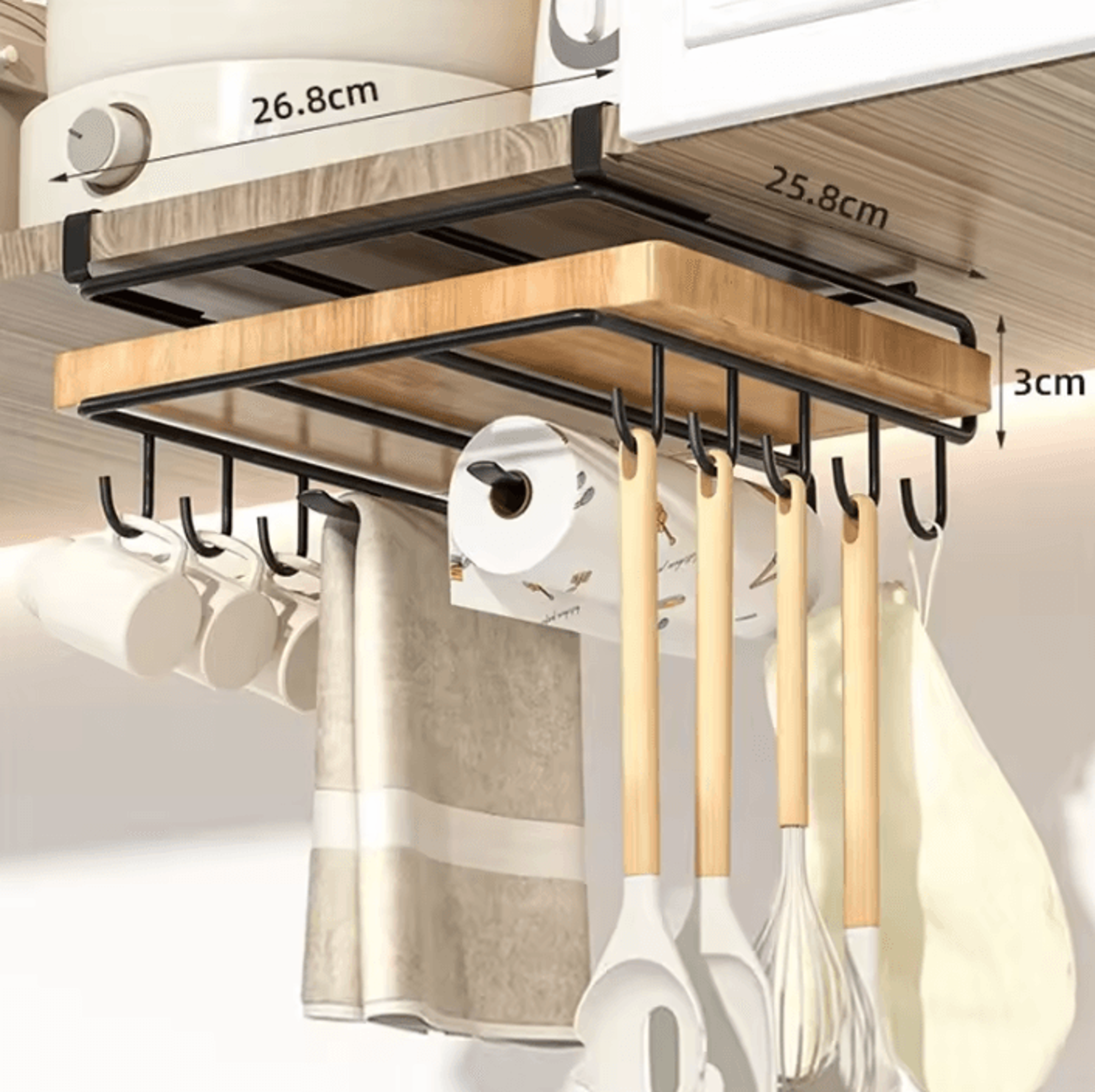 Stainless Steel Kitchen Hanging Organizer Rack With Hooks 7