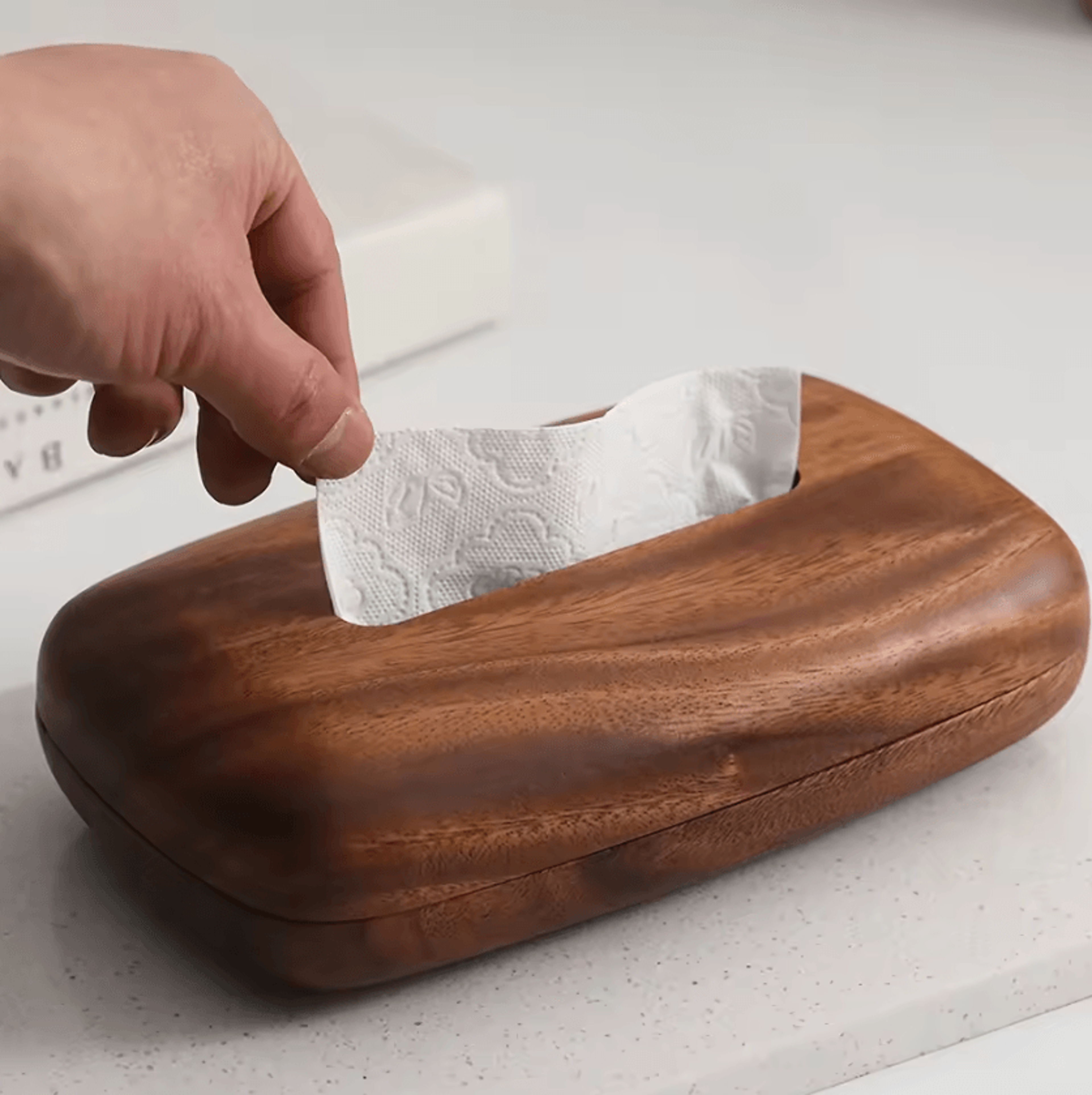 Walnut Wood Tissue Box Cover With Removable Lid 1
