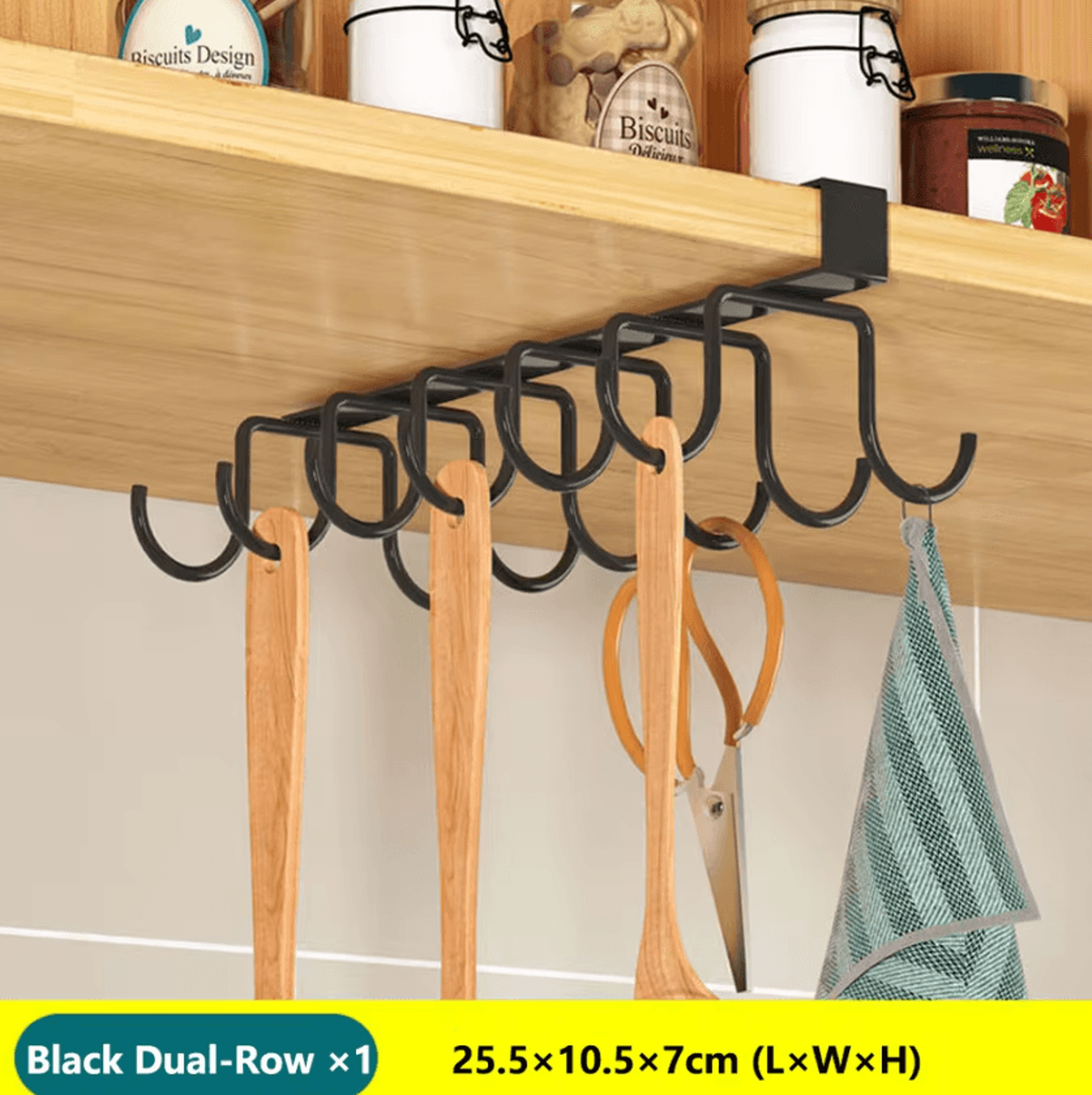 Under Cabinet Kitchen Organizer Rack With Hooks 7