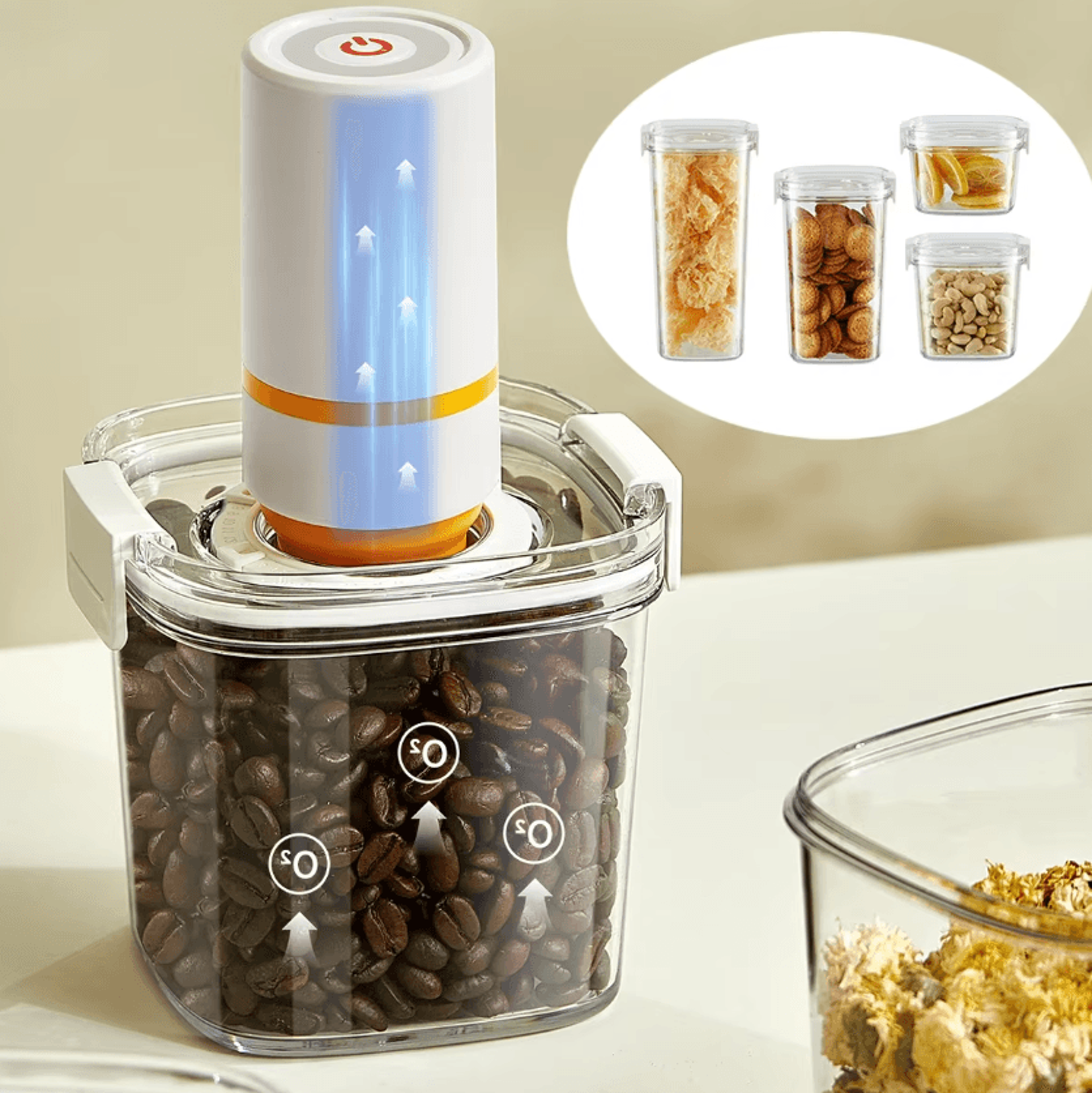 VacuumSealed Coffee Bean Storage Canister For Fresh Coffee Tea  Dry Food Preservation 0
