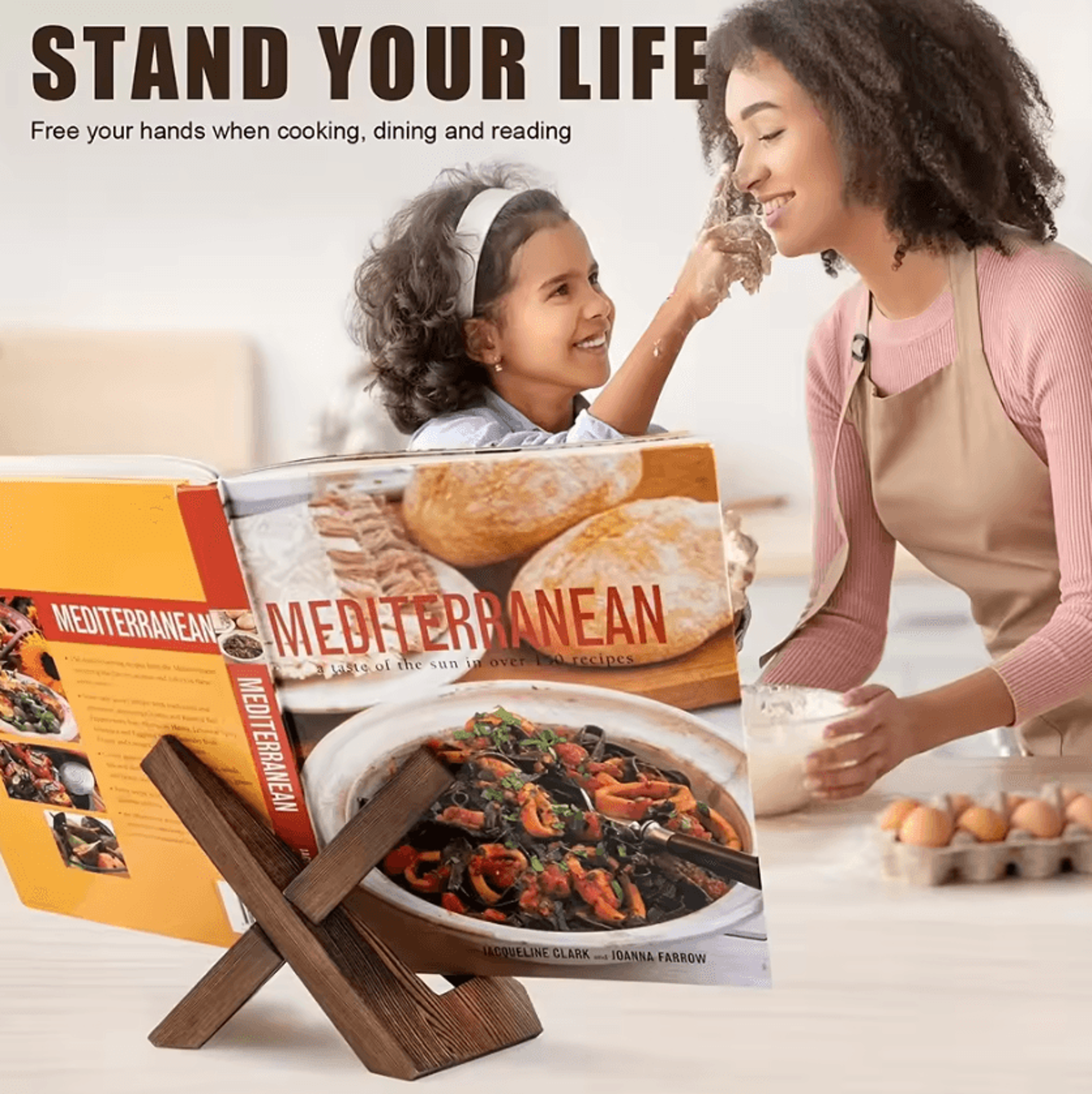 Handmade Wooden Cookbook Stand For Easy Recipe Viewing  Kitchen Display 1