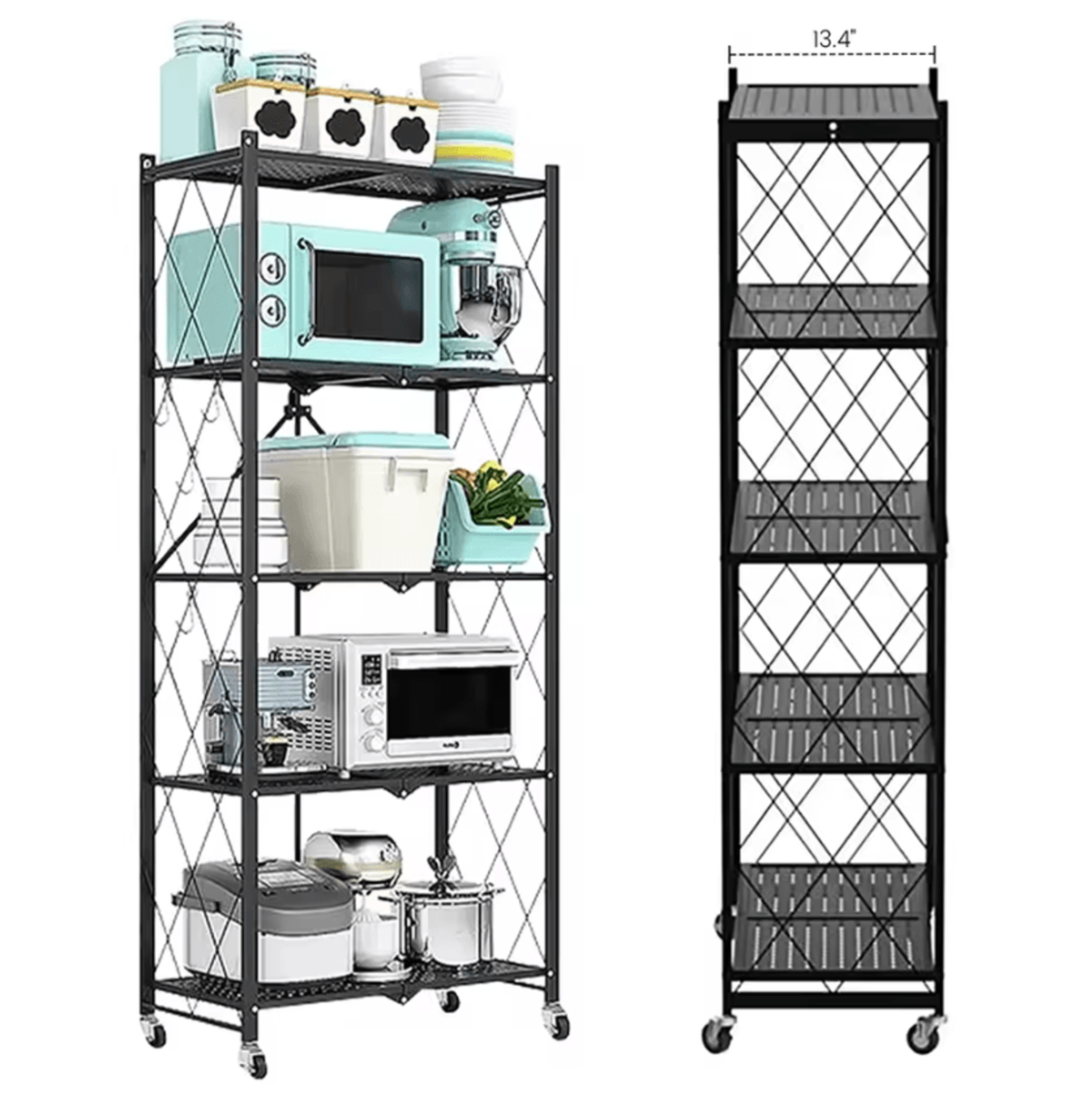 FlexFold 5Tier Rolling Storage Shelf 0