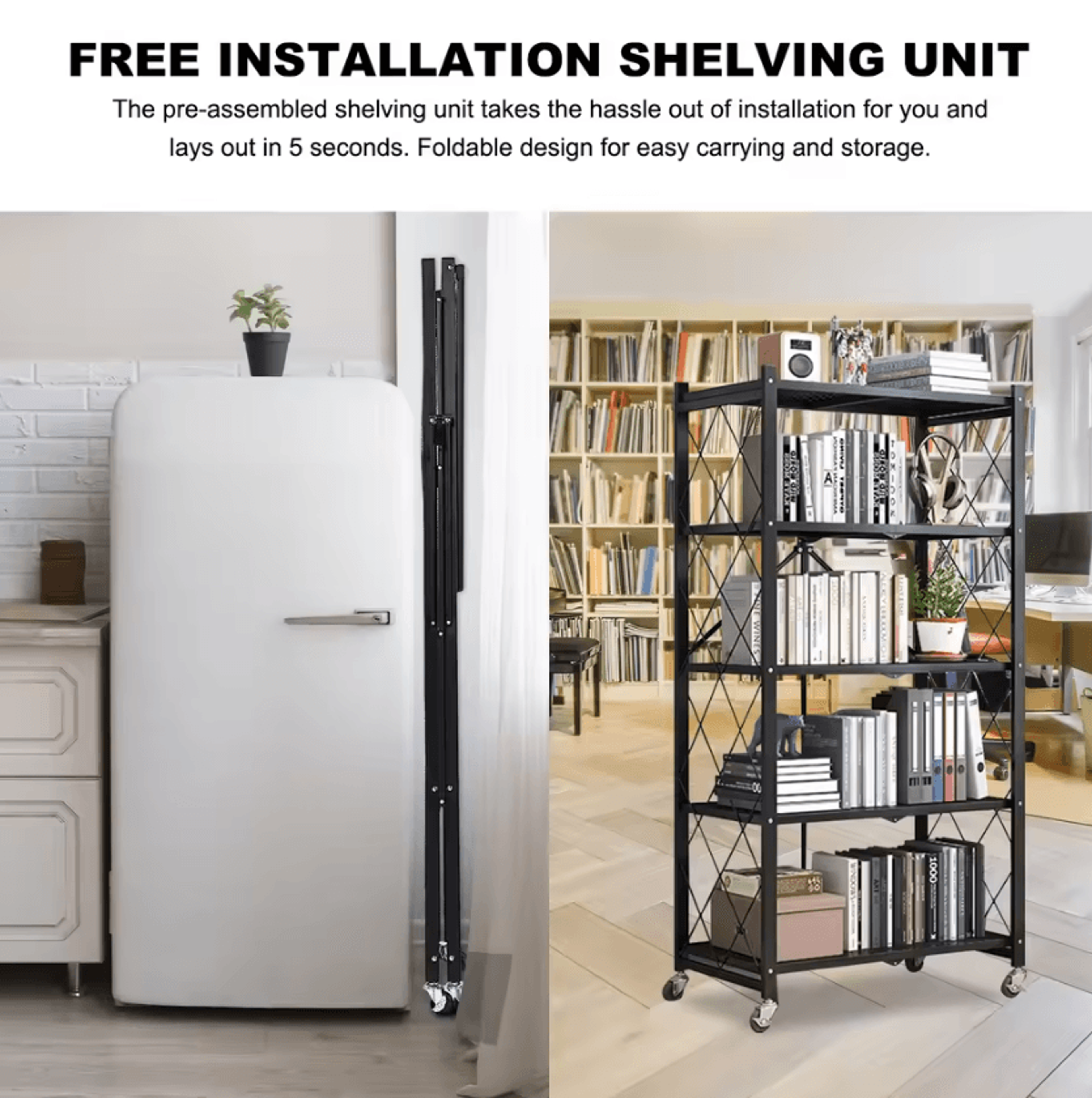 FlexFold 5Tier Rolling Storage Shelf 3