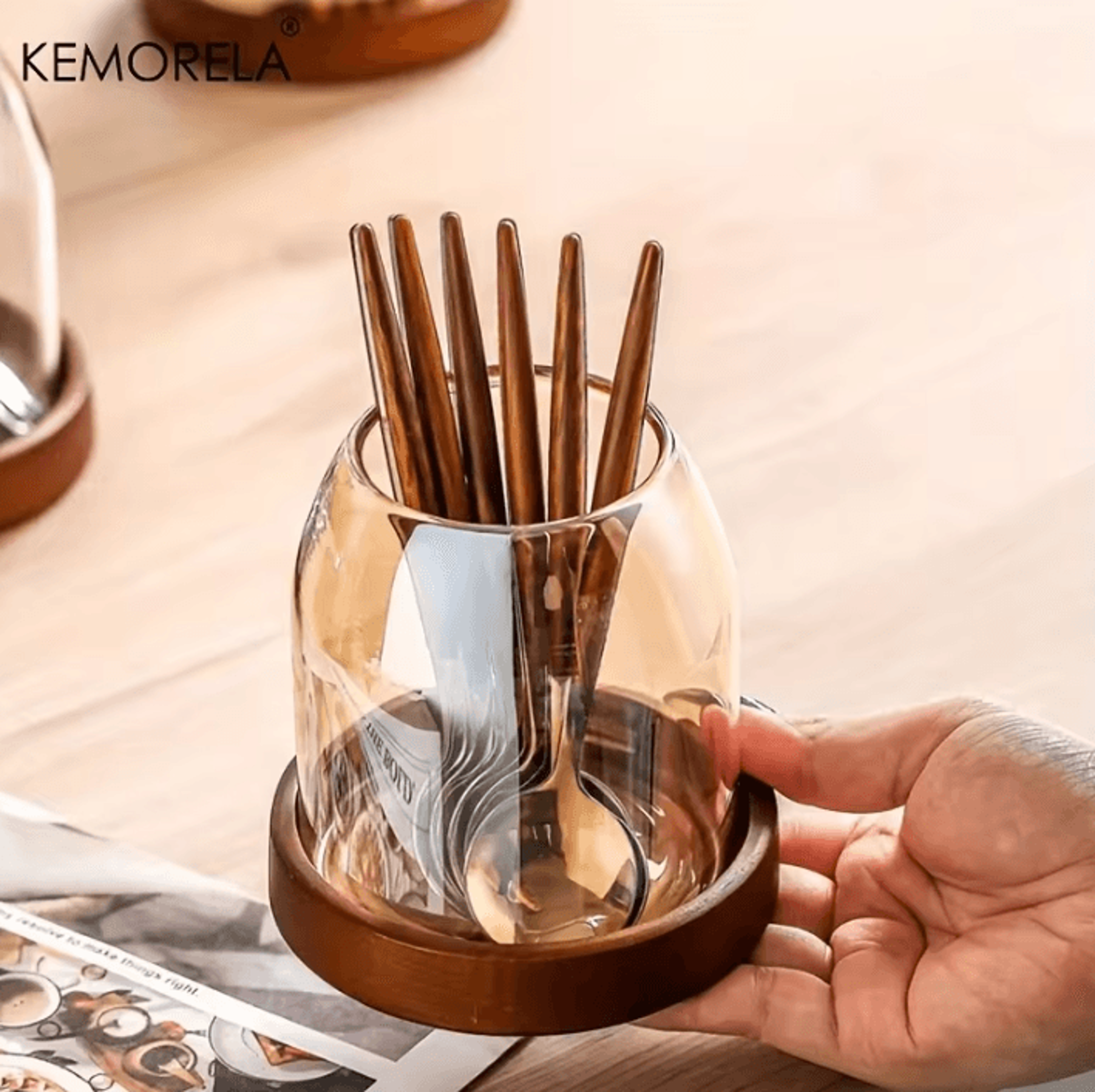 KEMORELA Tableware Storage Jar With Tray 2