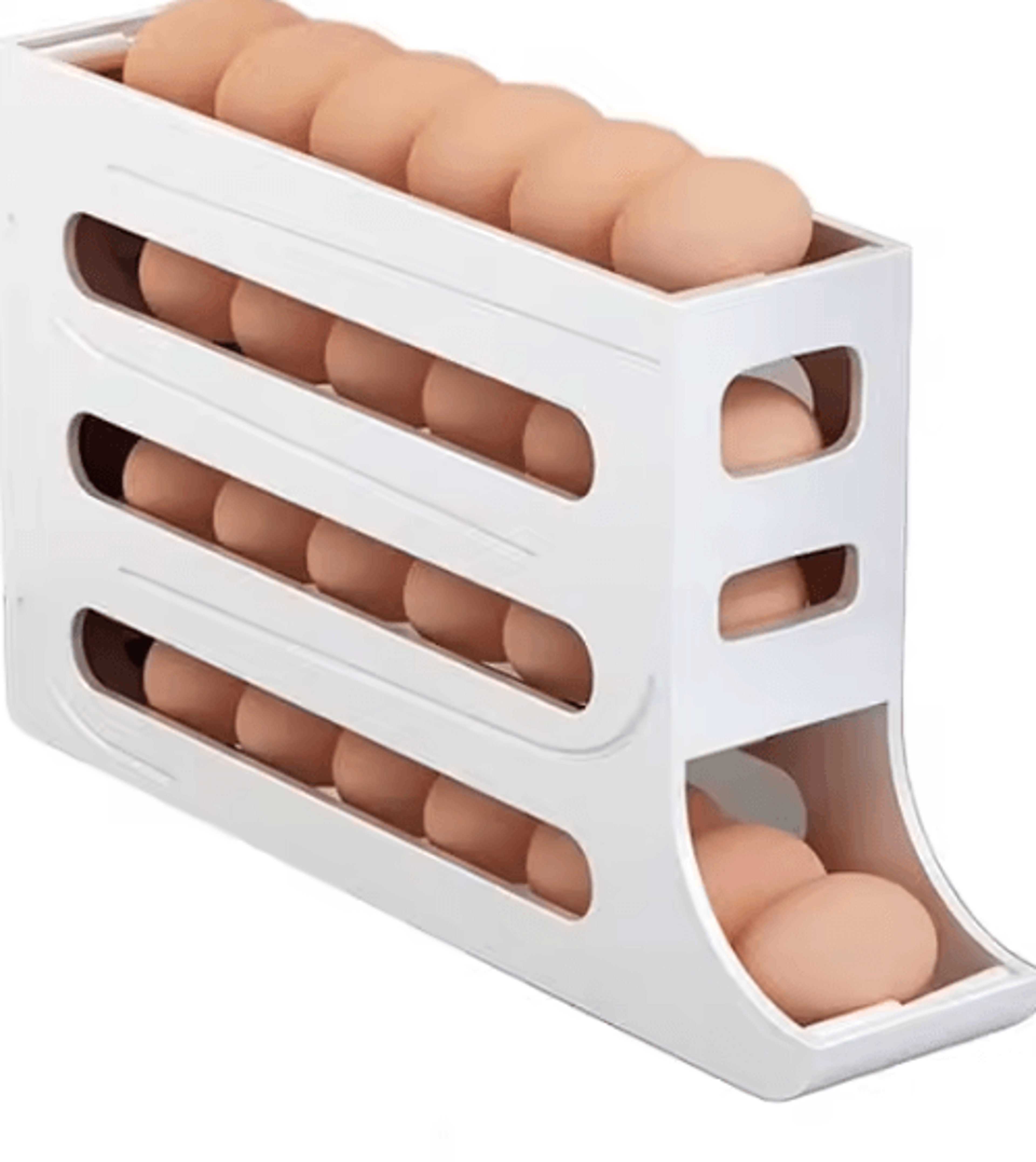 AutoRolling Egg Organizer Rack  4Tier Refrigerator Egg Storage Holder 4