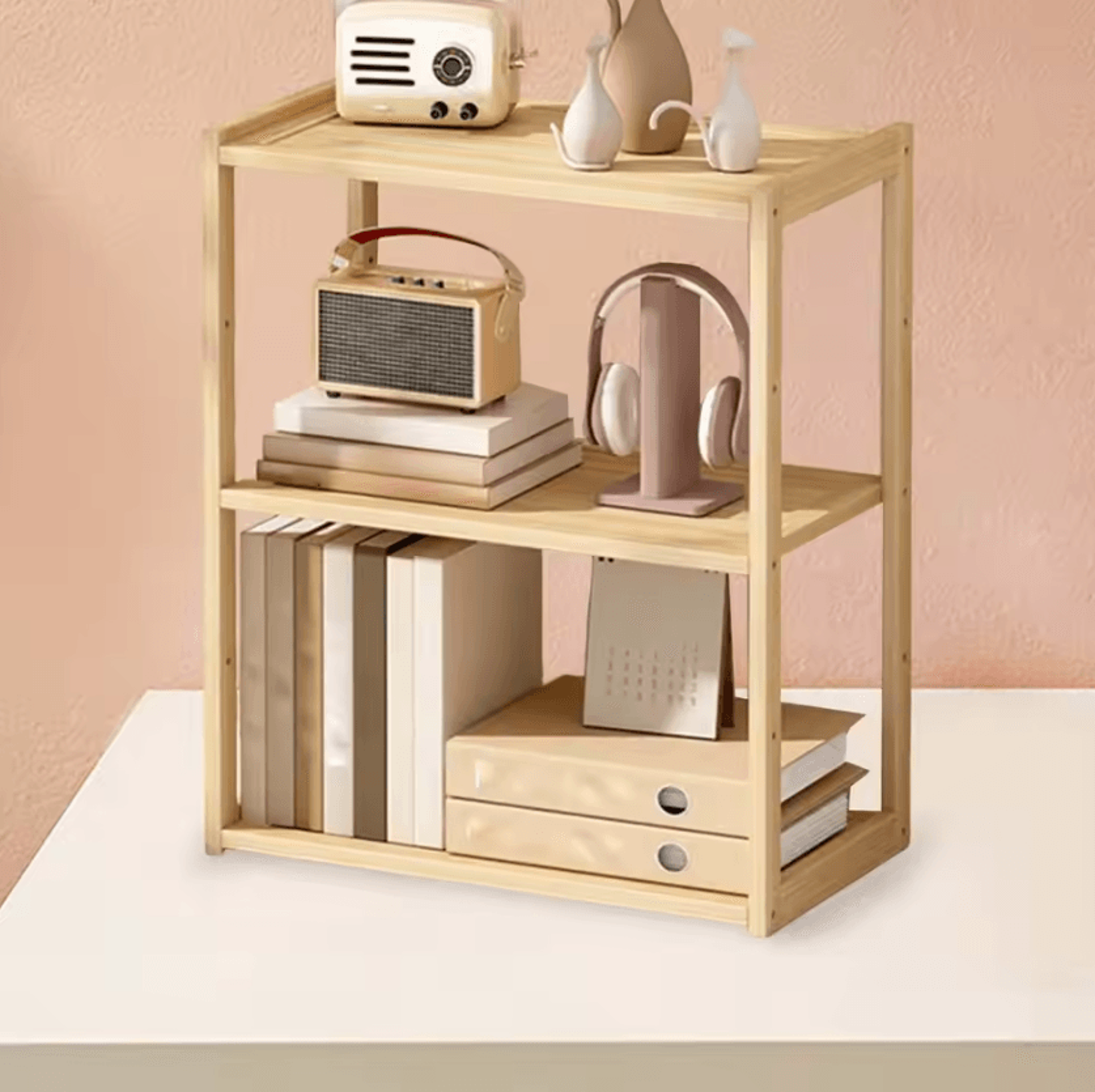 Rustic Wooden Desktop Display Shelf  MultiTier Countertop Storage Organizer 3