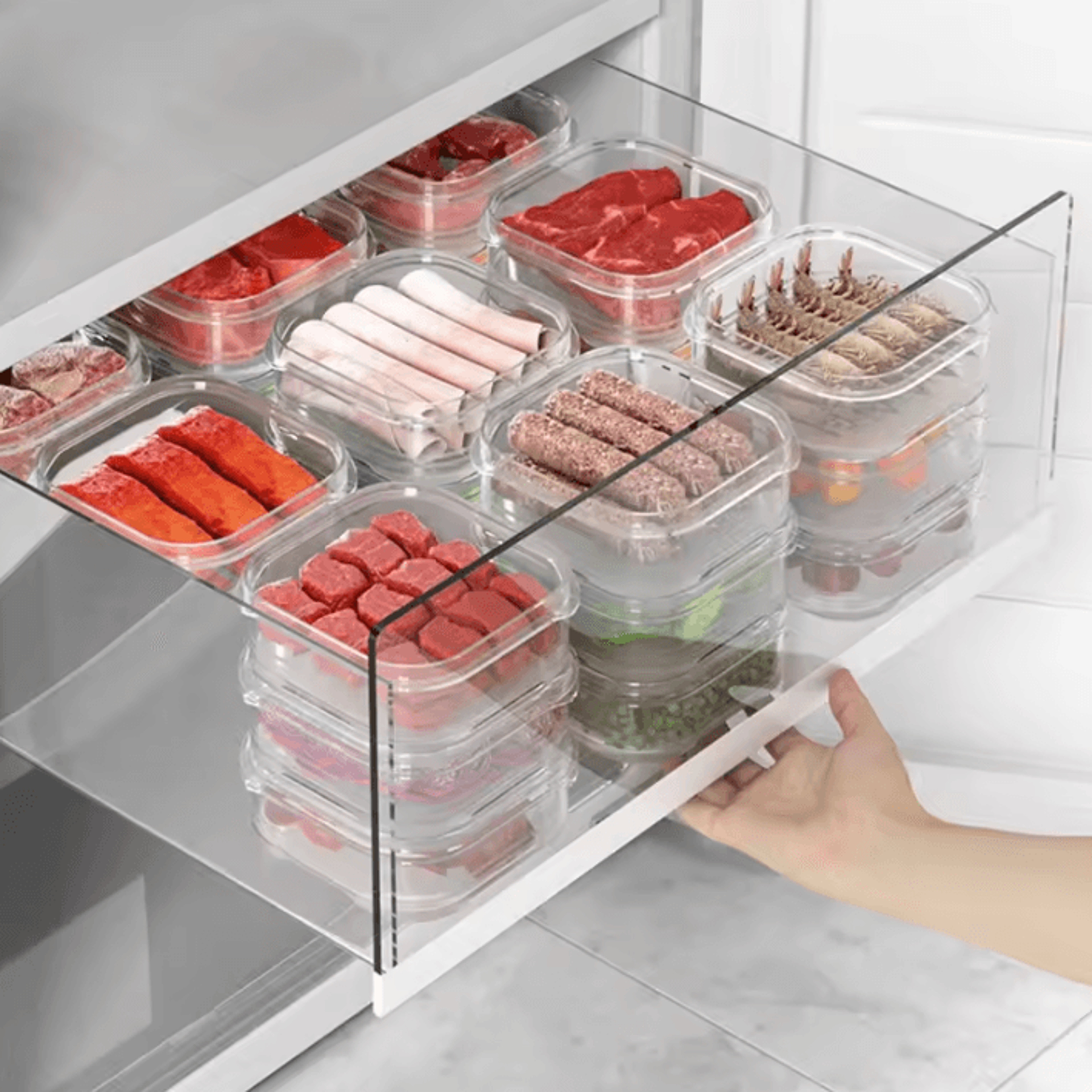 FreshKeep Fridge Divider Box  Stackable Meat  Food Storage Organizer 1