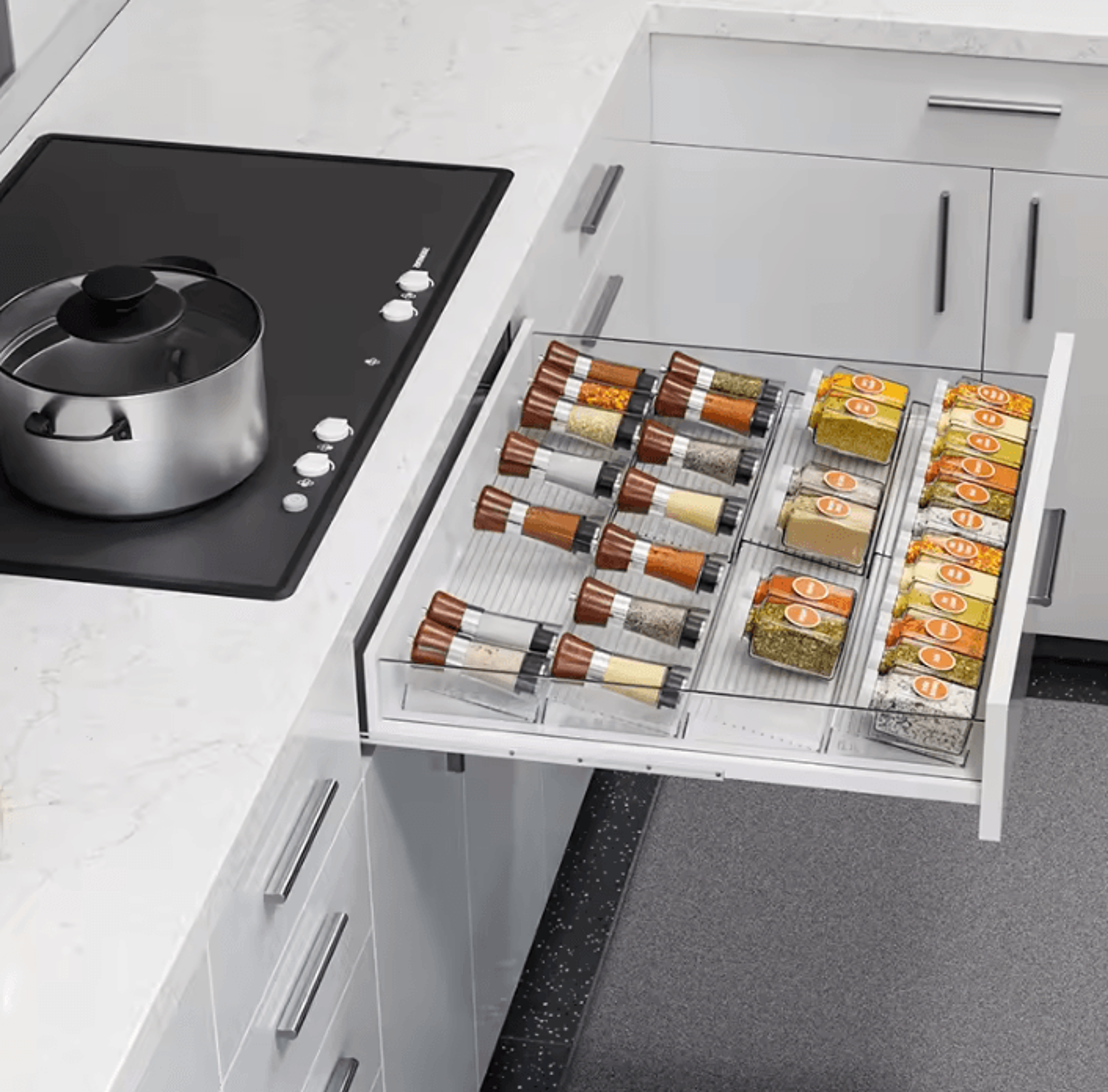 Adjustable Spice Rack Organizer  MultiTier Drawer  Cabinet Seasoning Shelf 4