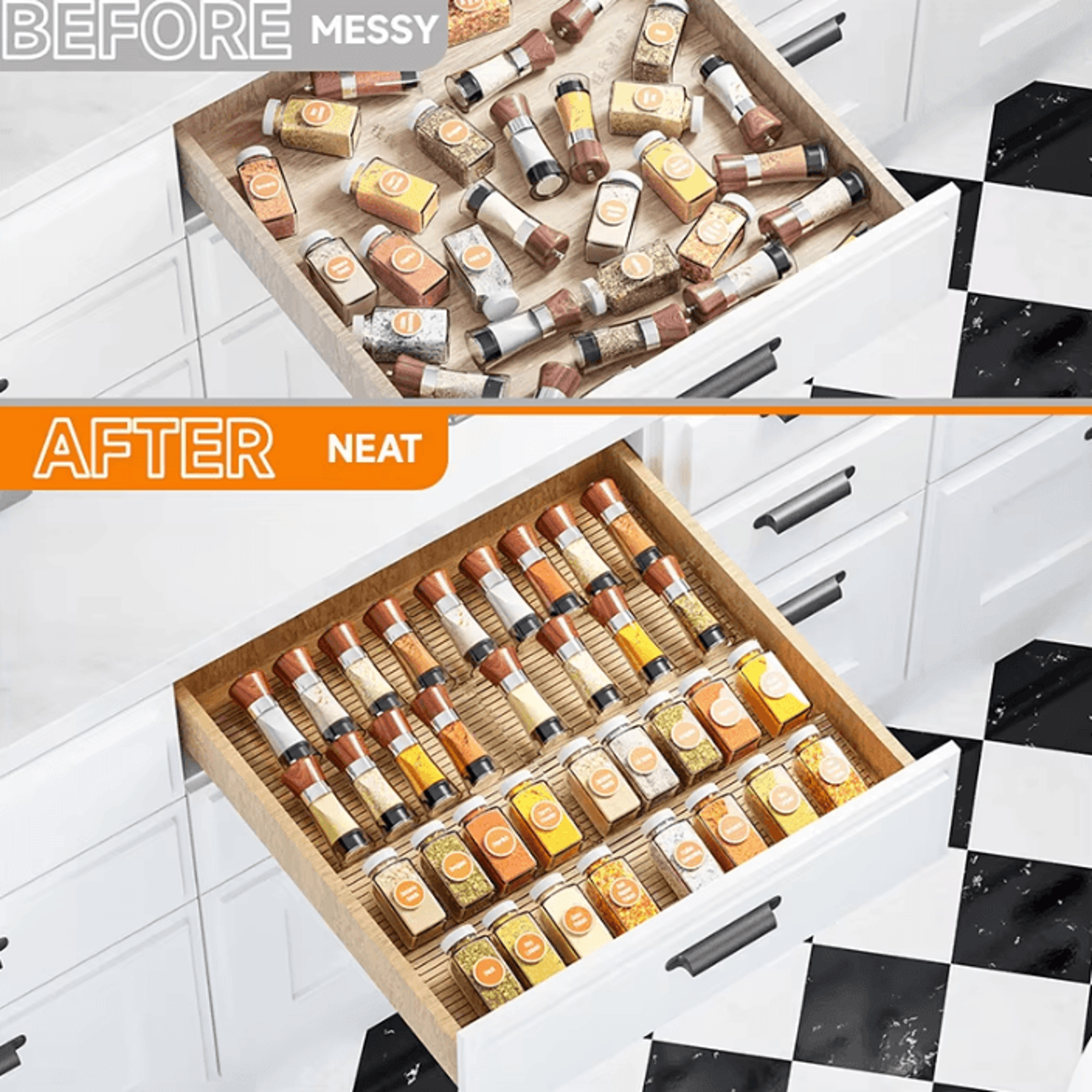 Adjustable Spice Rack Organizer  MultiTier Drawer  Cabinet Seasoning Shelf 5