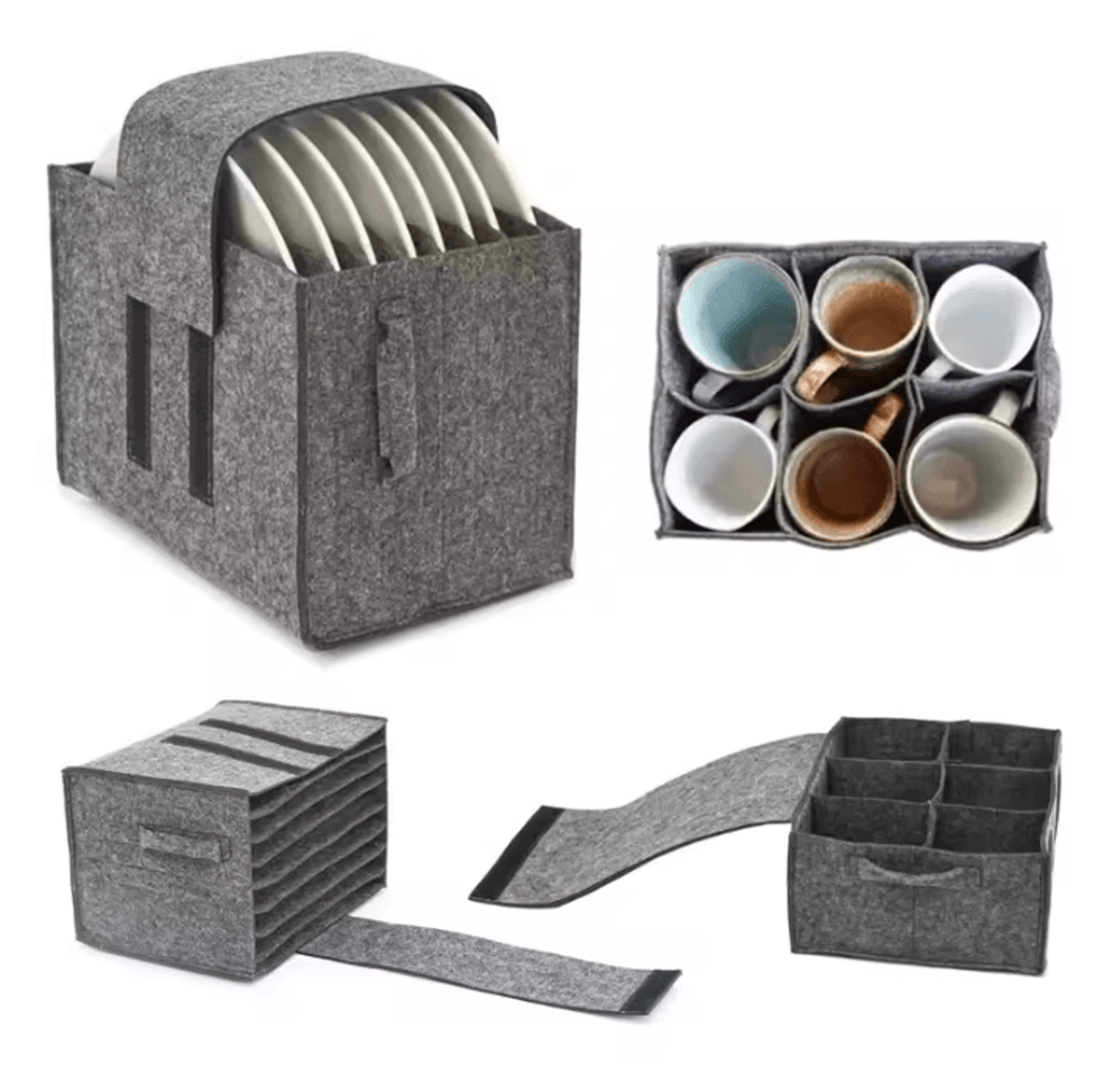 Felt Dish  Cup Storage Protector  Layered Tableware Organizer Bag 0