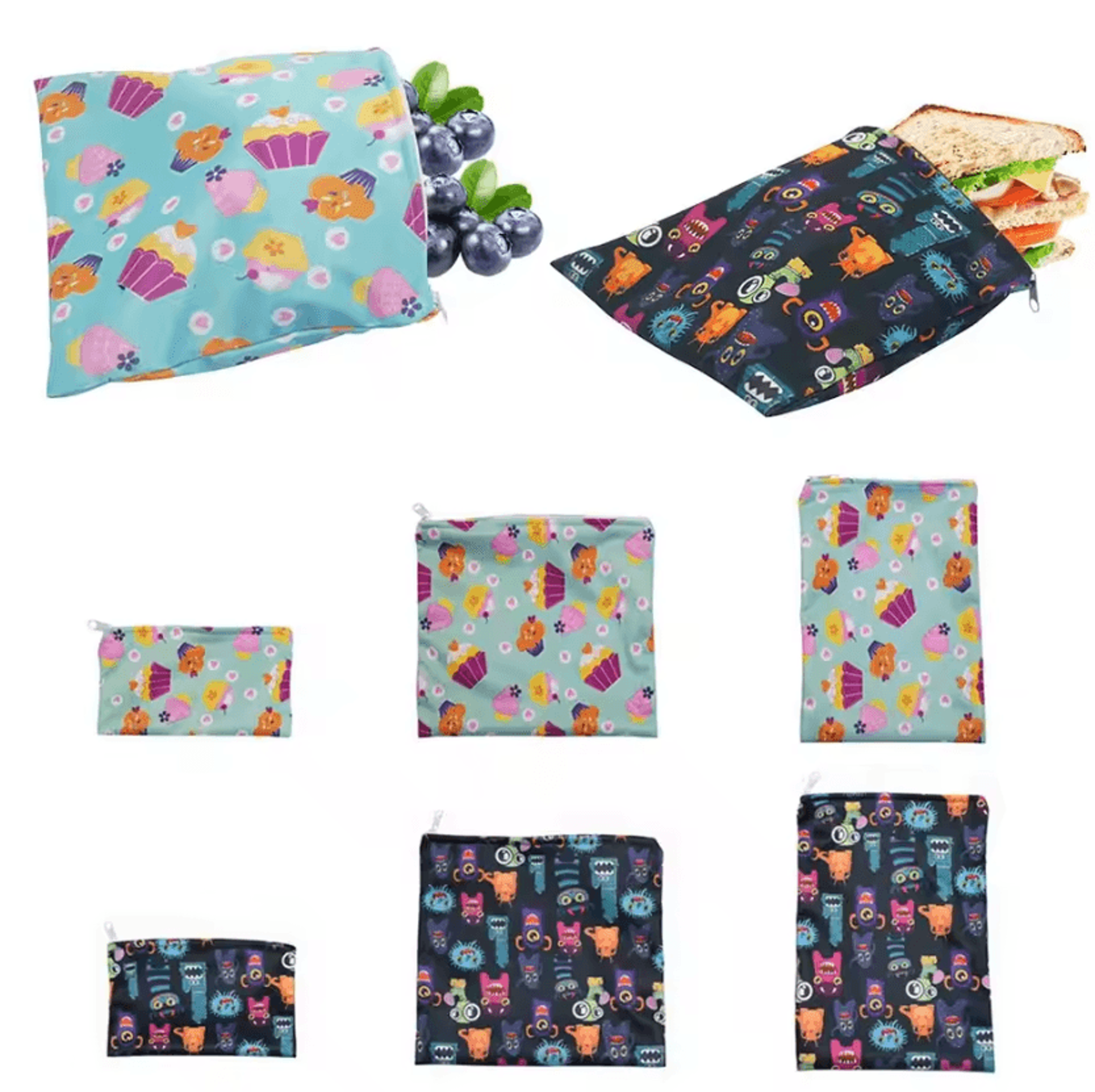 Reusable Food Storage Bag Set  Leakproof Freezer  Snack Storage Pouches 0