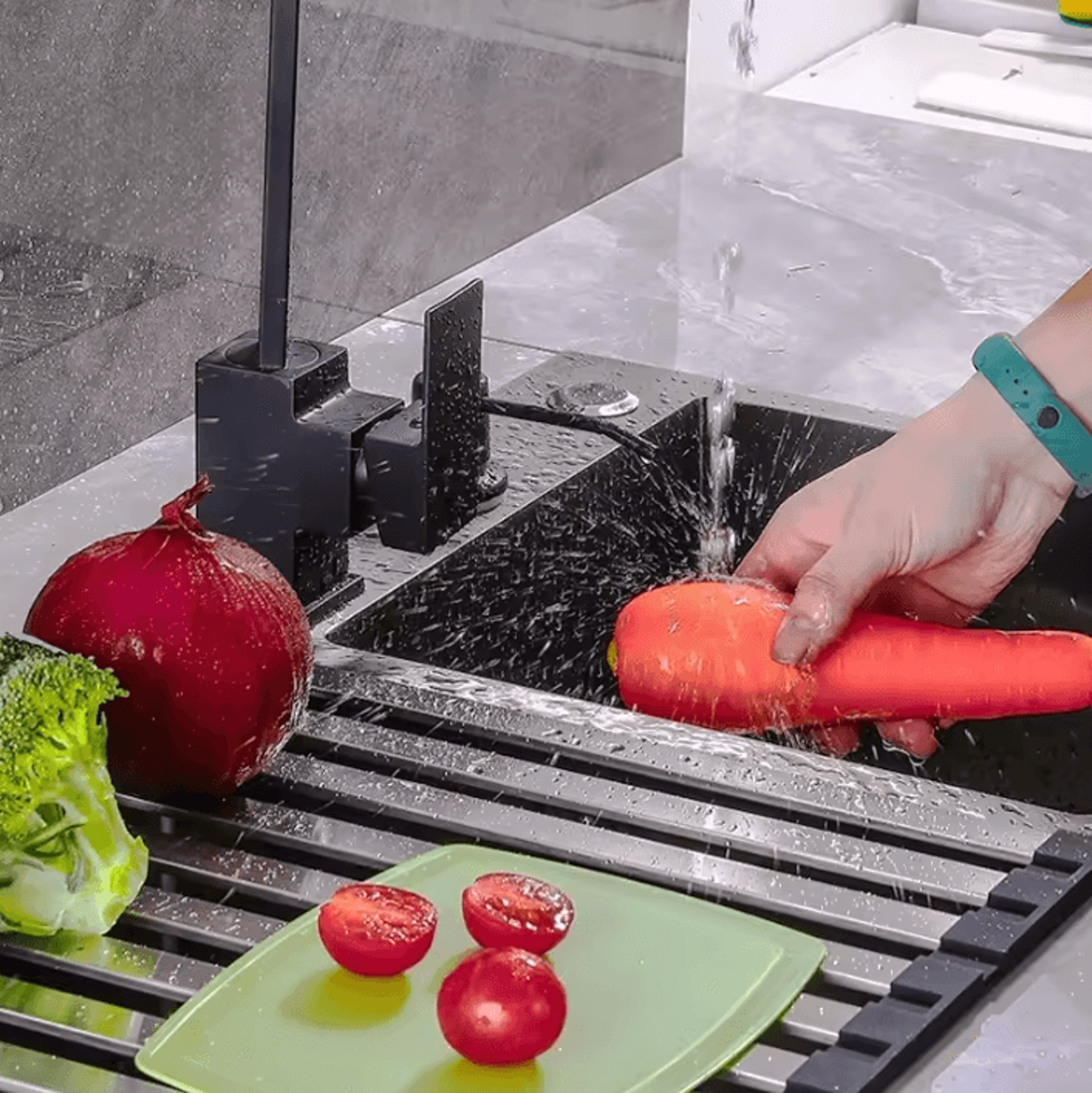 FlexDry 304 Stainless Steel RollUp Sink Drying Rack 2