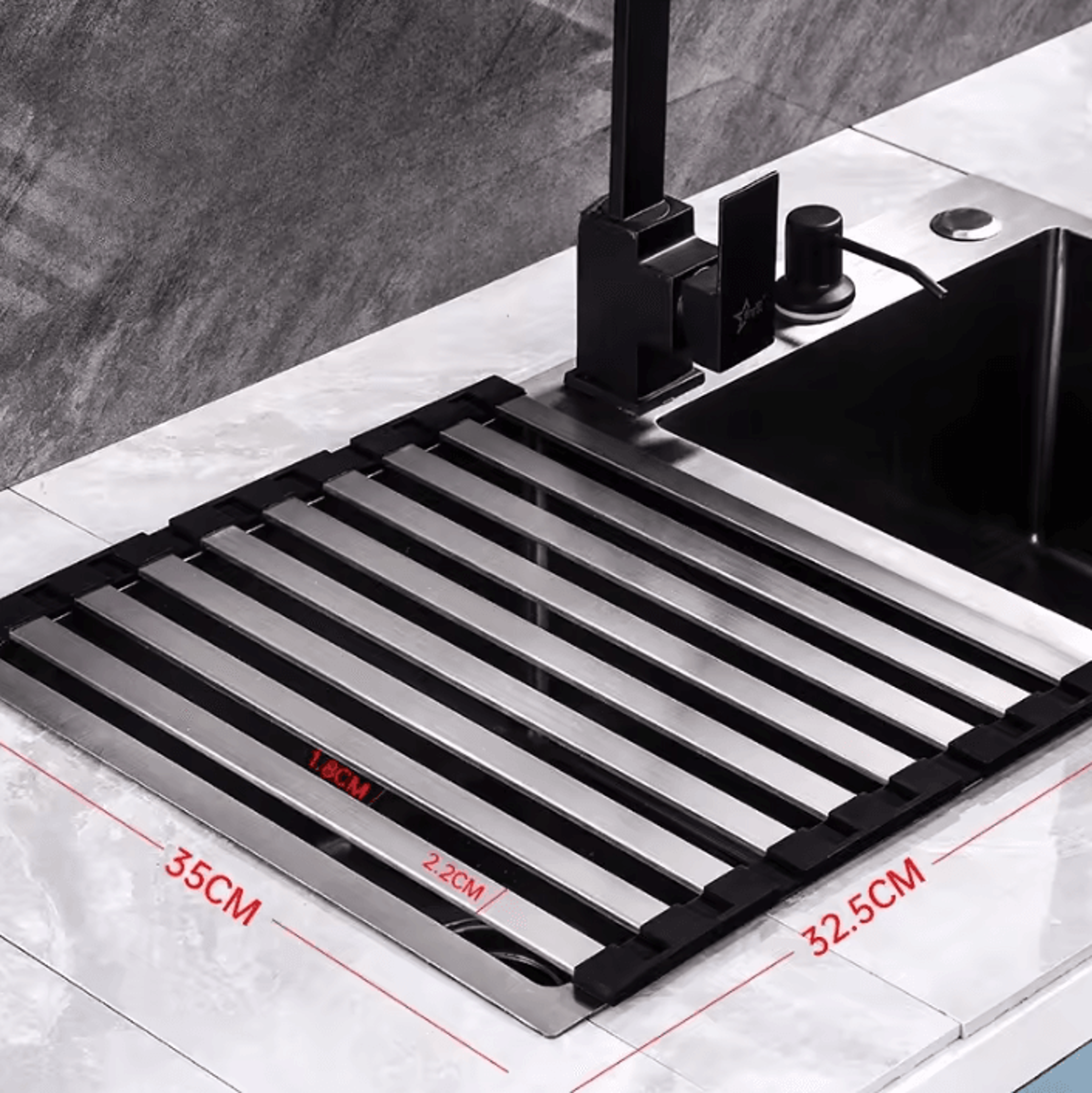 FlexDry 304 Stainless Steel RollUp Sink Drying Rack 3