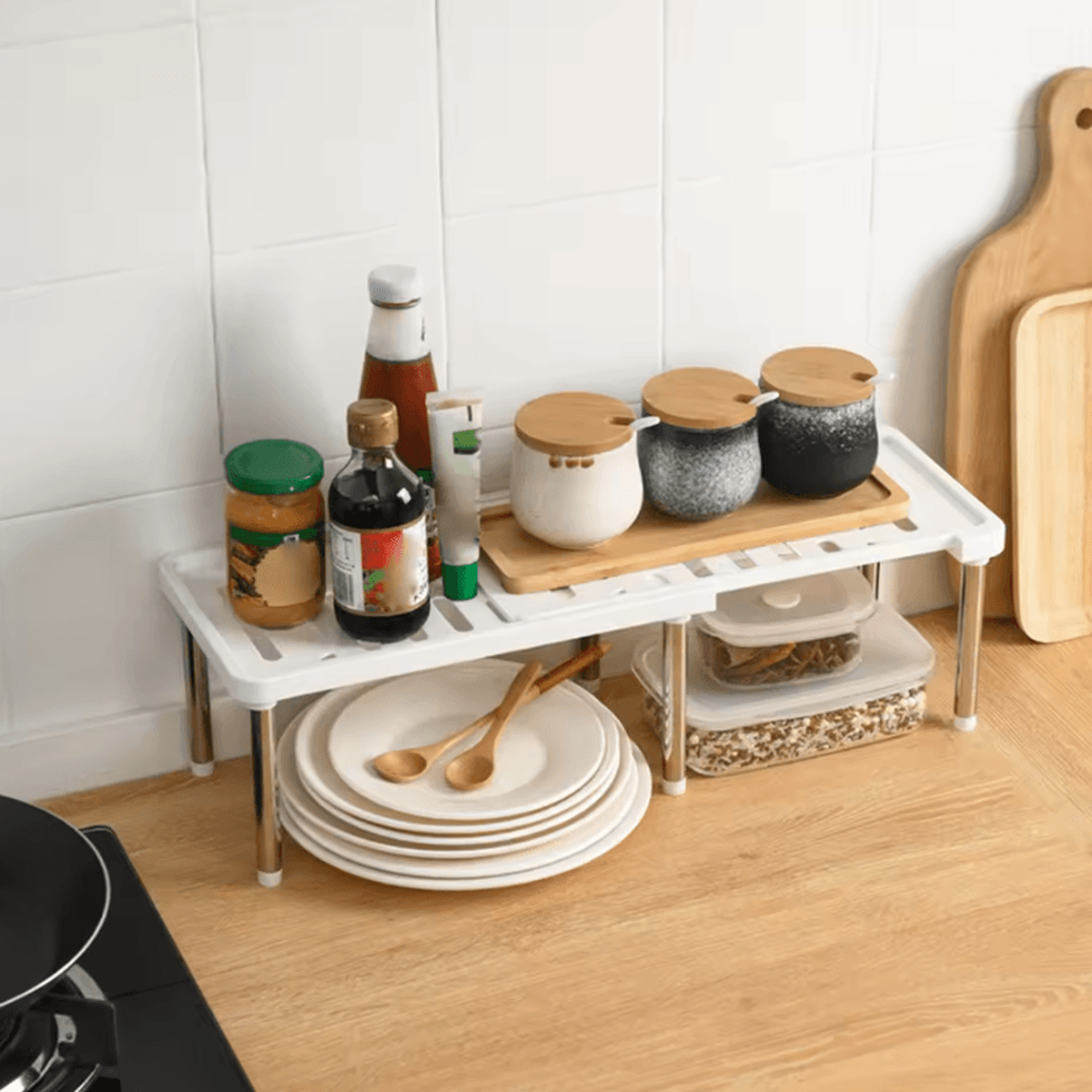 Adjustable Telescopic Storage Rack  Expandable Under Sink  Kitchen Organizer Shelf 3