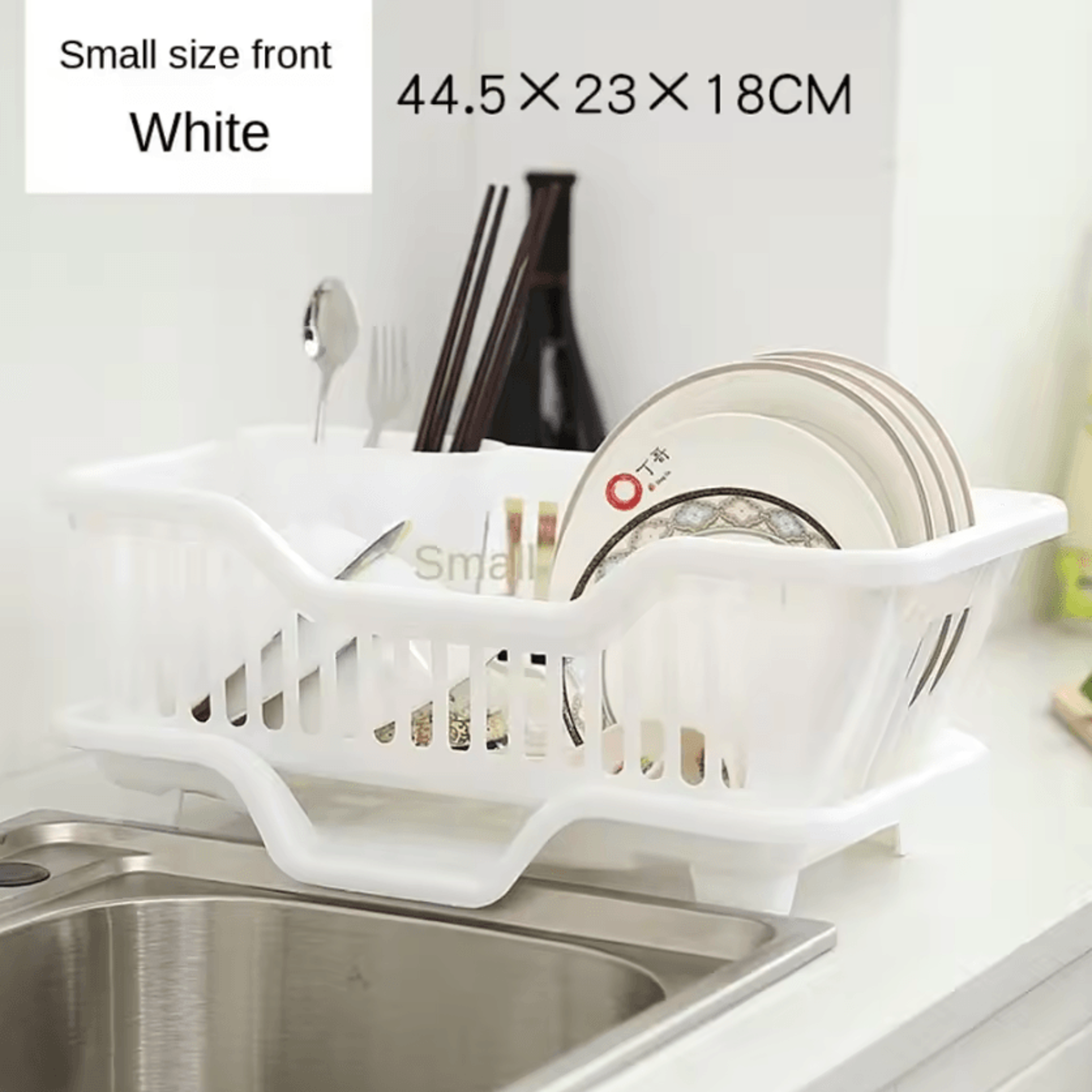 Countertop Dish Drying Rack With Drain Board  Kitchen Plate Bowl  Utensil Organizer 7