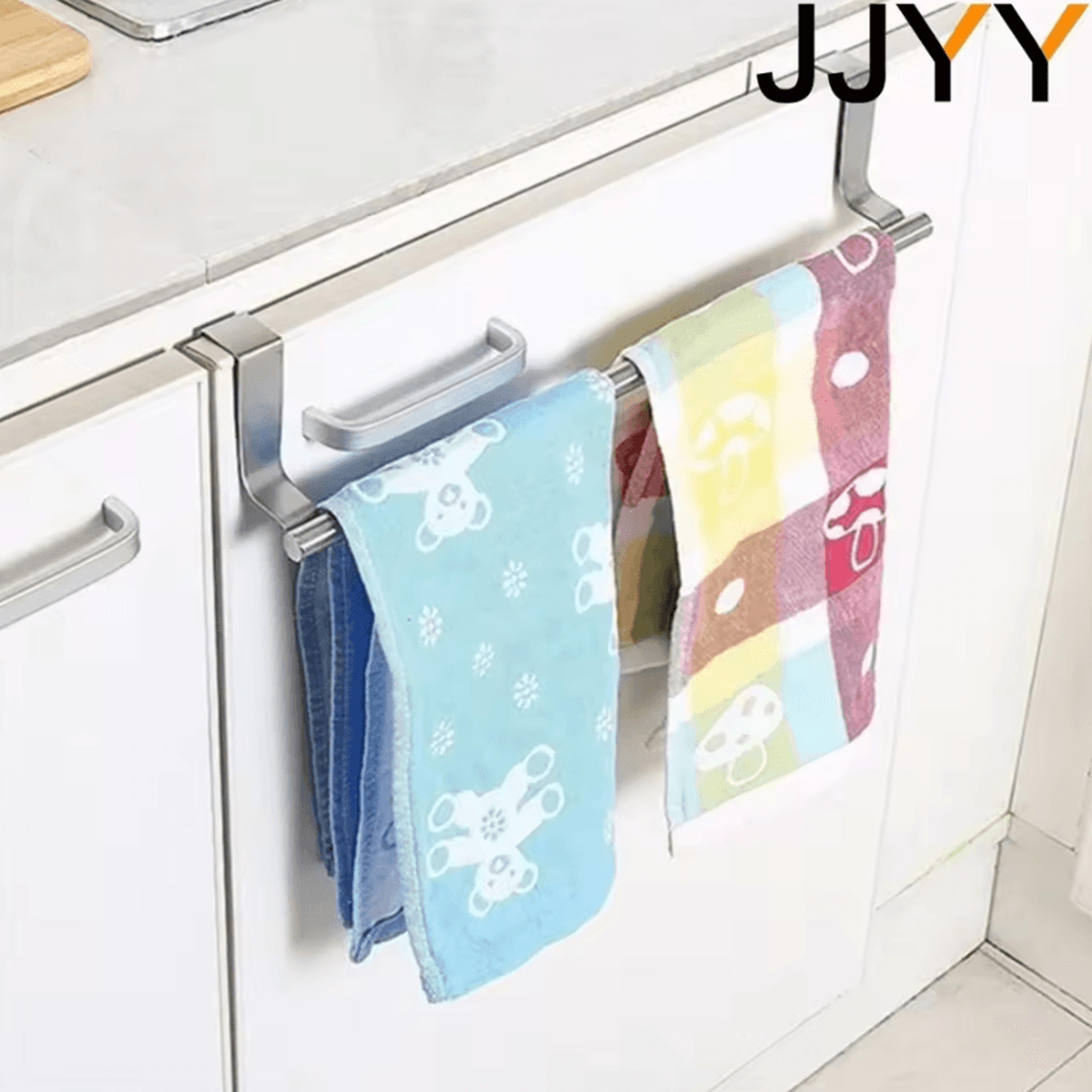 Stainless Steel OverCabinet Towel Rack  SpaceSaving Kitchen  Bathroom Organizer 2