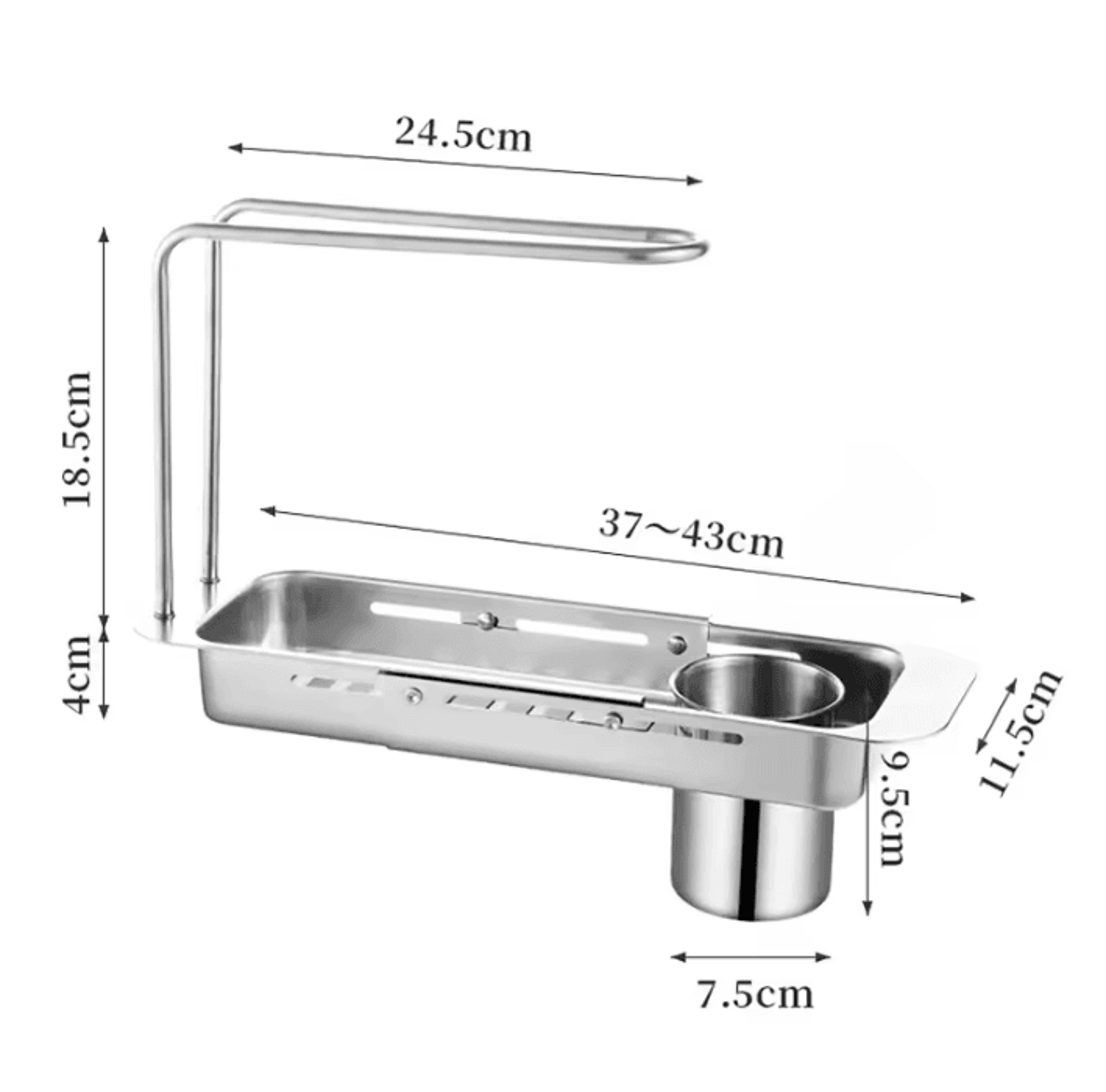 Adjustable Telescopic Sink Organizer Rack  Faucet Storage Shelf For Sponges  Towels 6