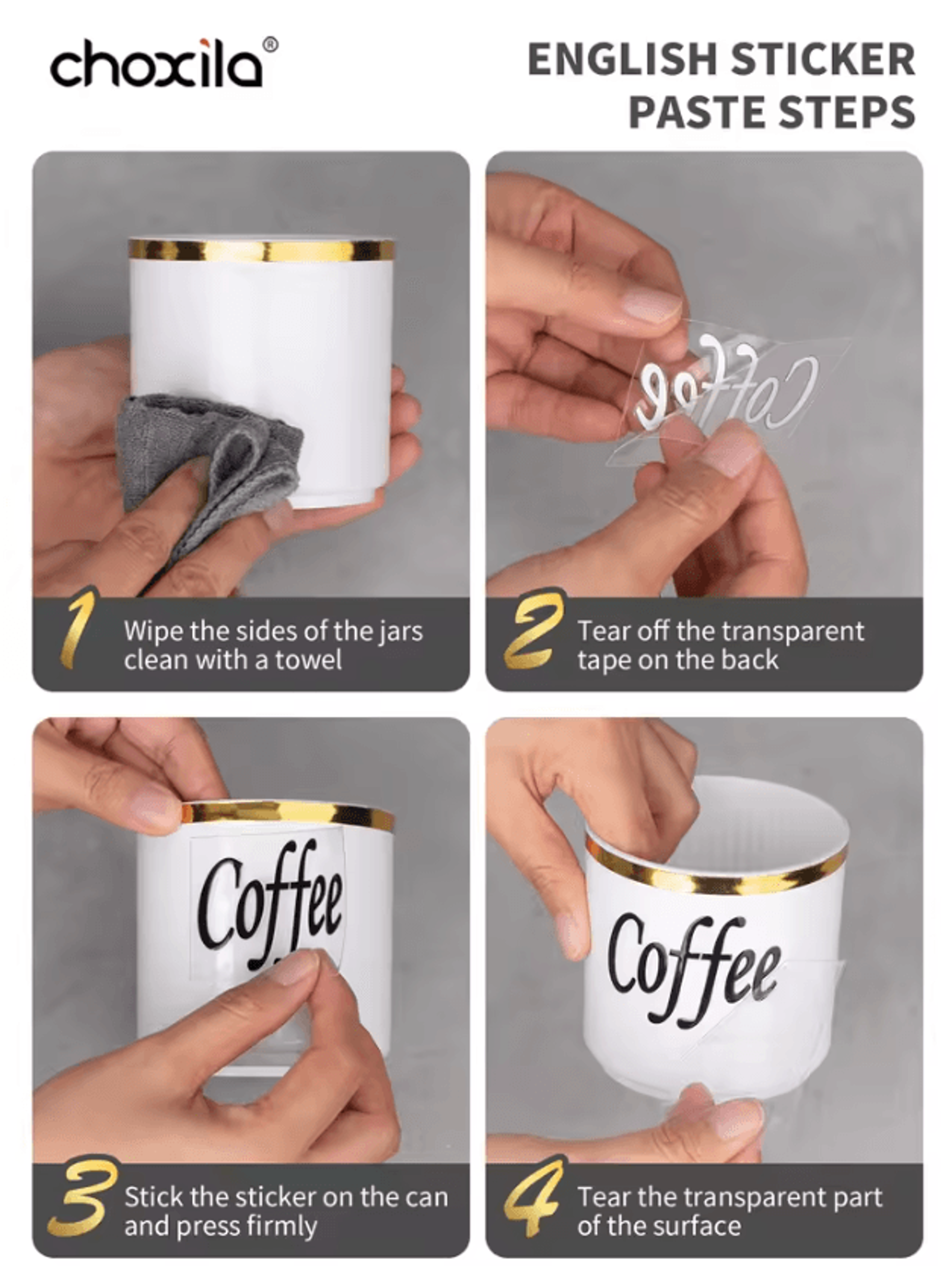 4Piece Coffee Canister Set With Tray  Decorative Storage Jars For Coffee Tea  Sugar 4
