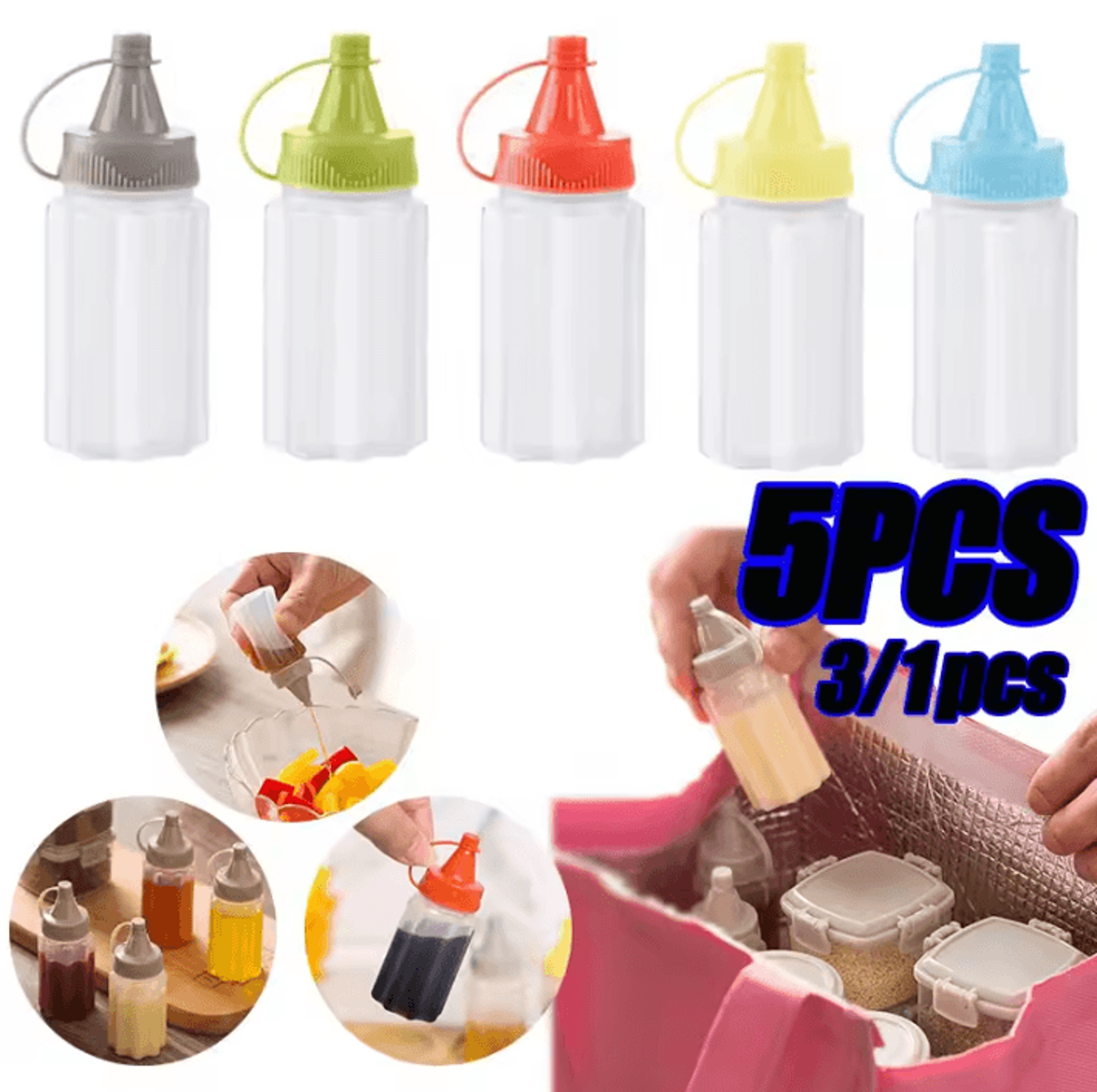 Leakproof Sauce  Condiment Squeeze Bottles  Portable Kitchen  BBQ Dispensing Set 0