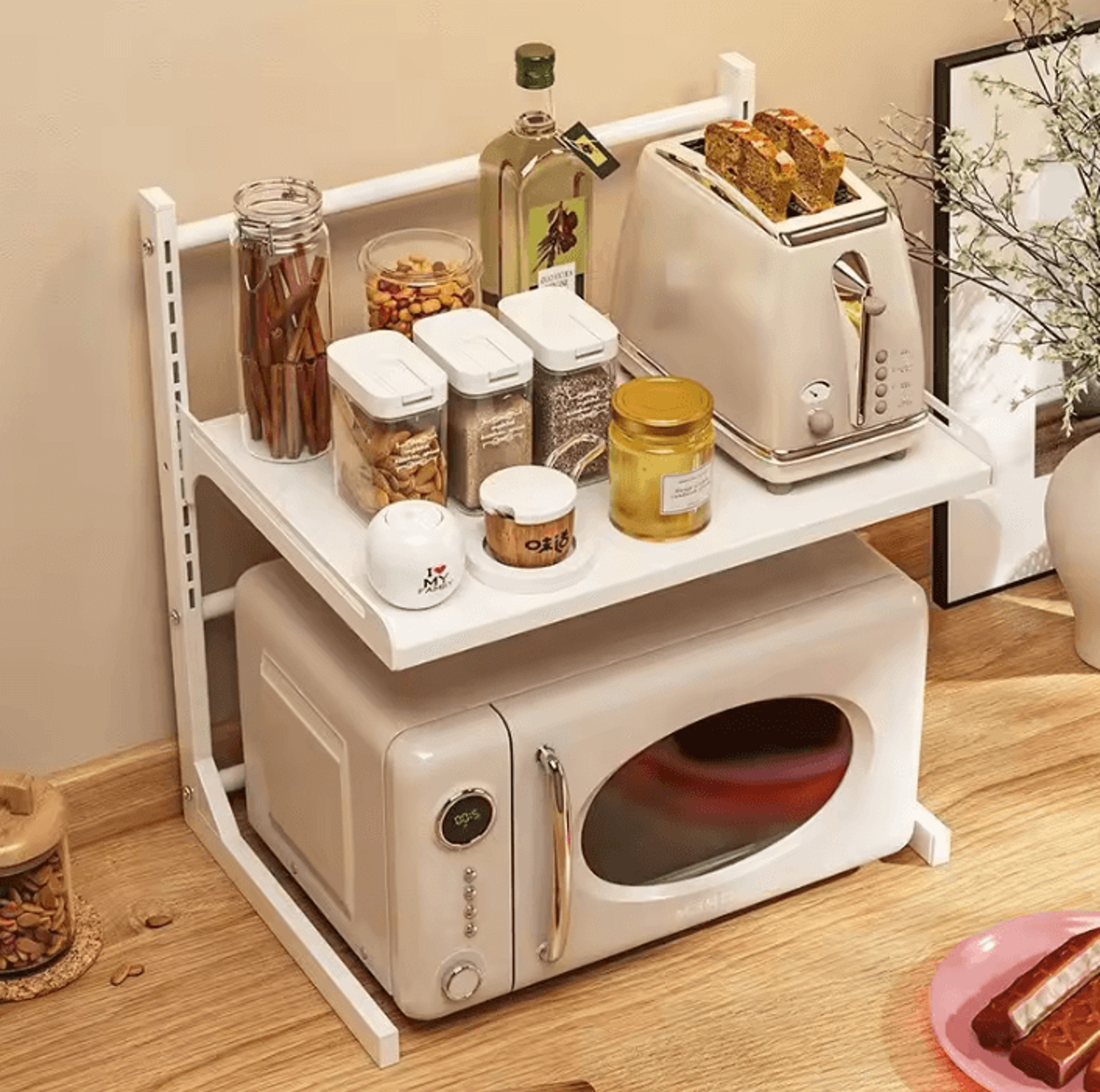 Expandable MultiLayer Microwave Oven Storage Rack  Kitchen Organizer Shelf 2