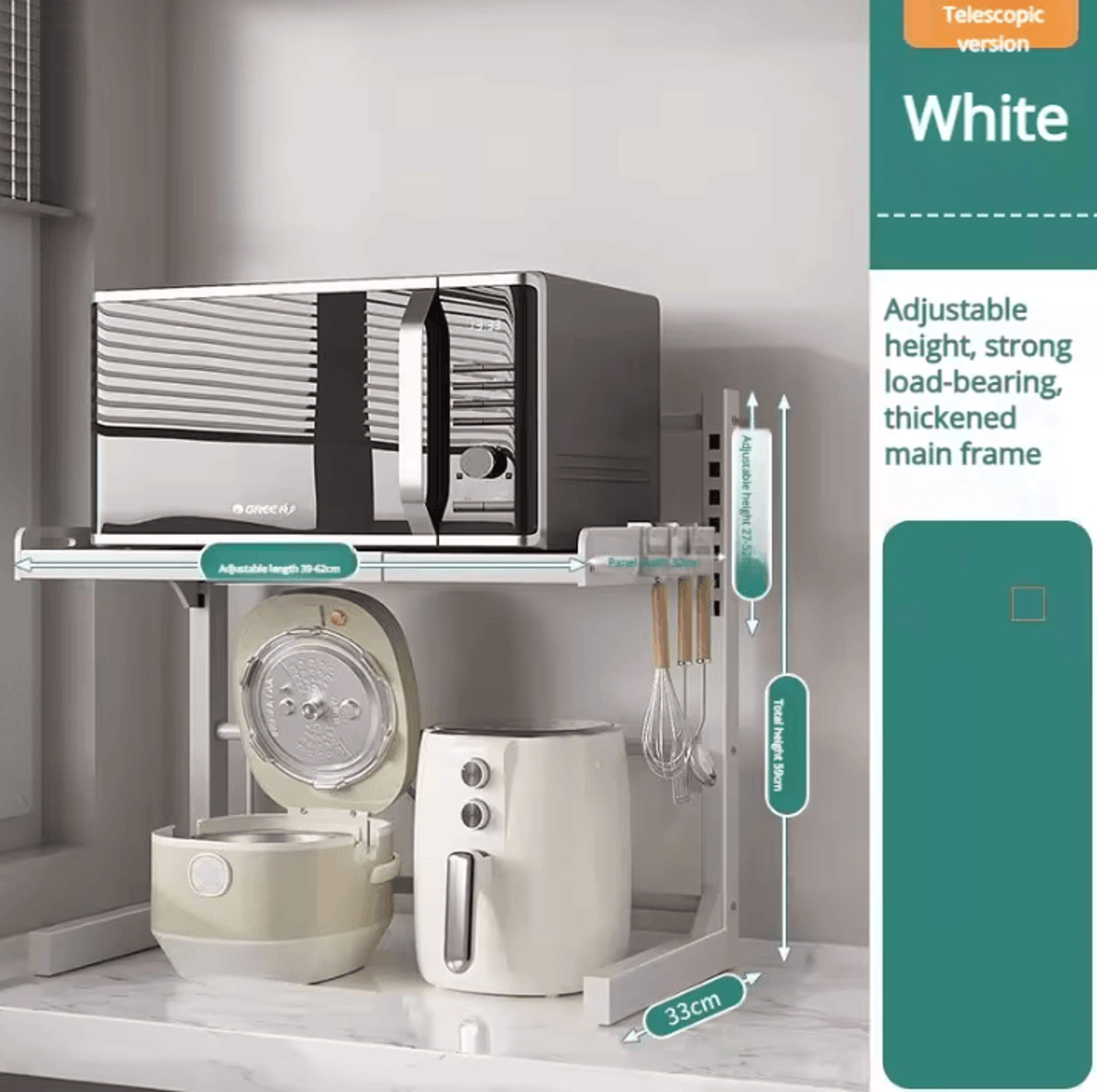 Expandable MultiLayer Microwave Oven Storage Rack  Kitchen Organizer Shelf 7