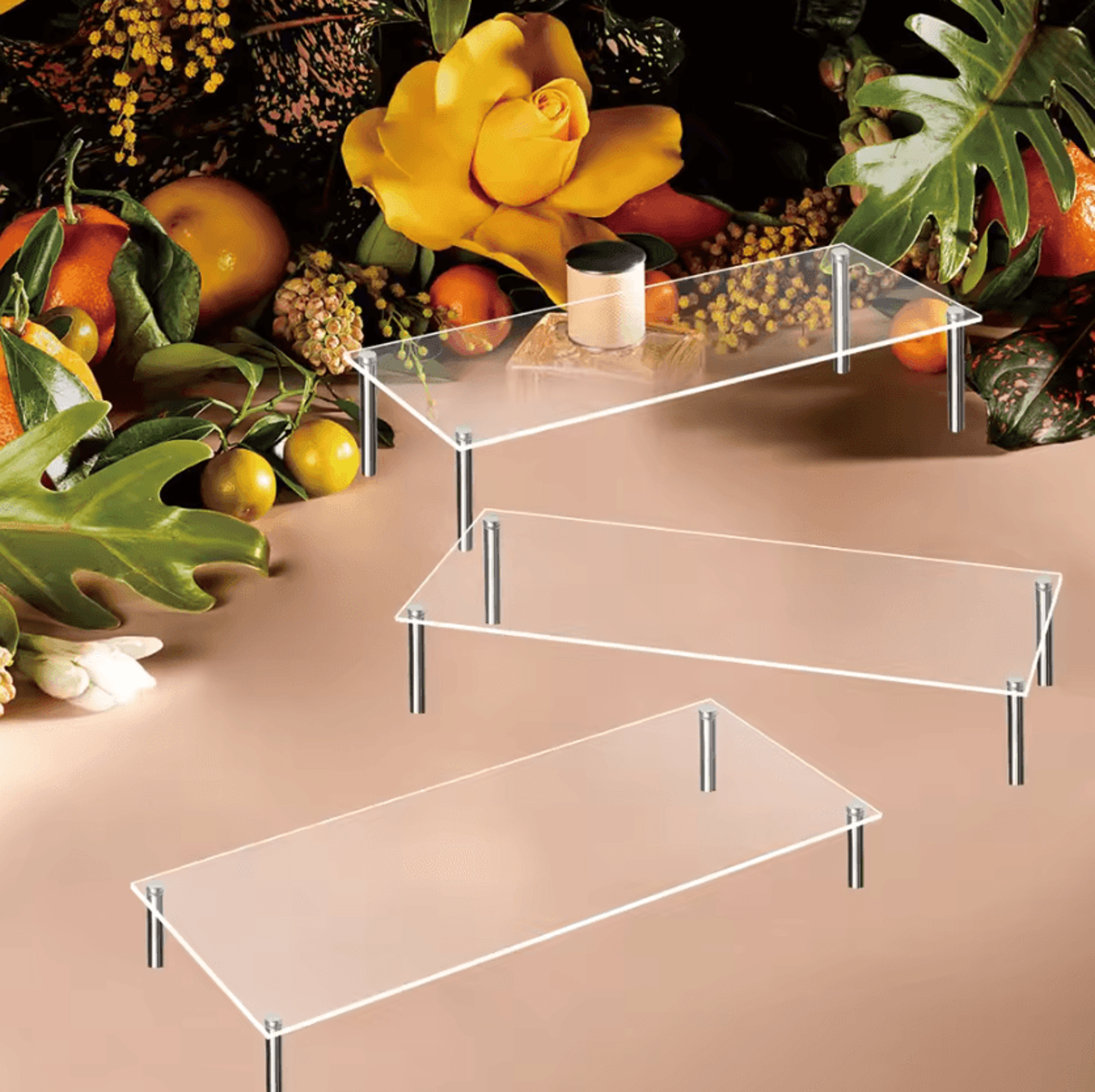 Clear Acrylic Display Riser Stand With Stainless Steel Support 3